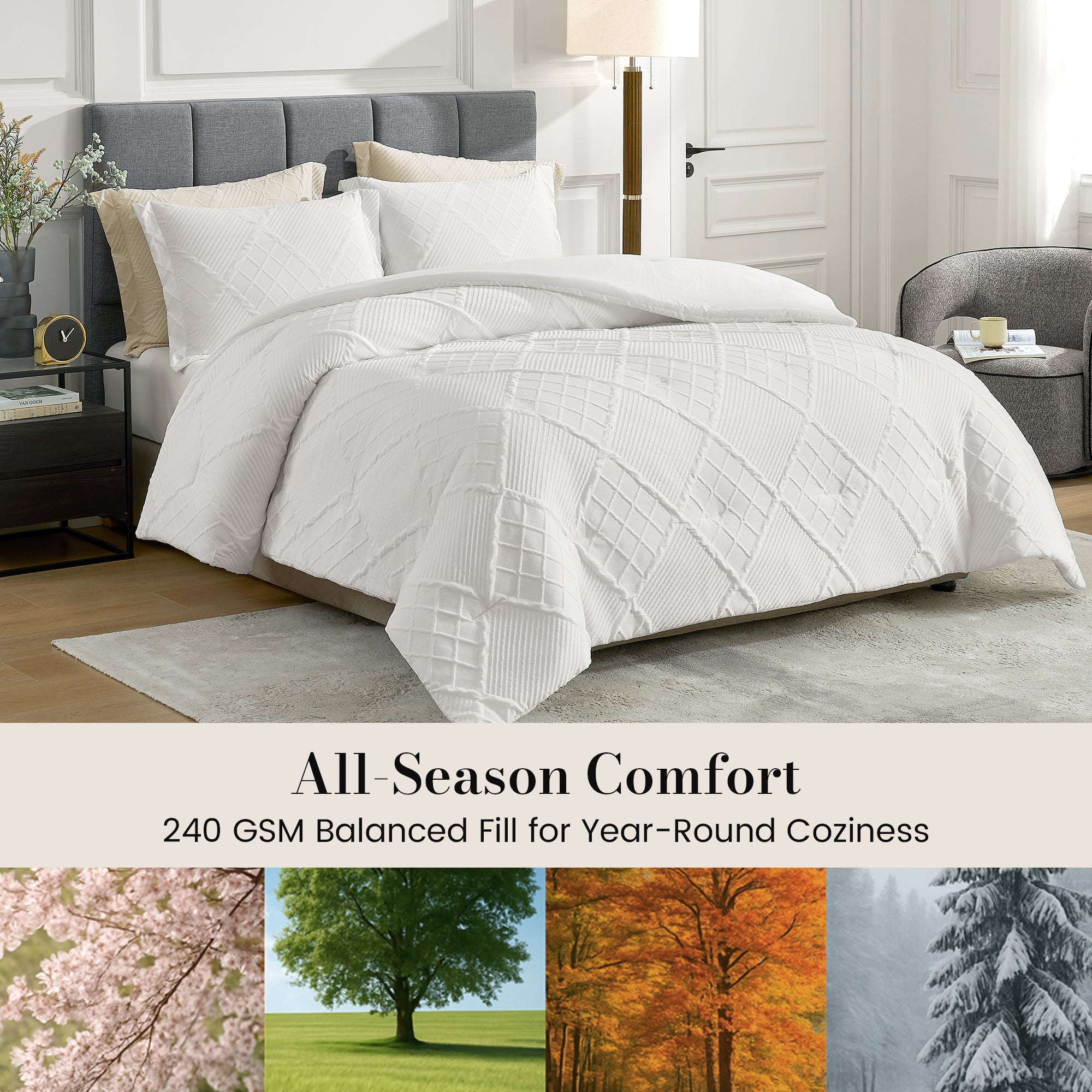 All-Season Jacquard Windowpane Comforter Set