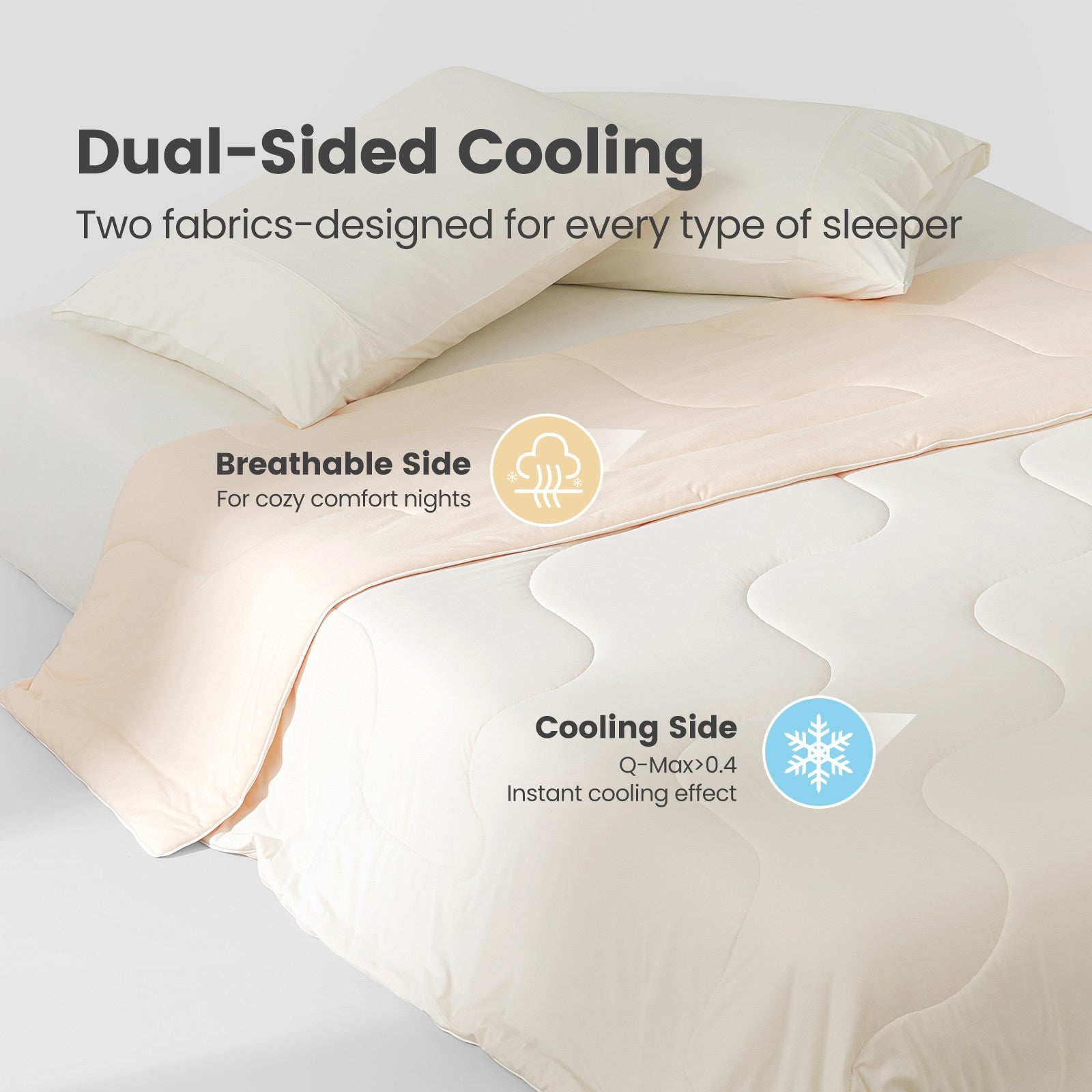 Dual-Sided Cooling Comforter with breathable and cooling sides for hot sleepers #color_Ivory