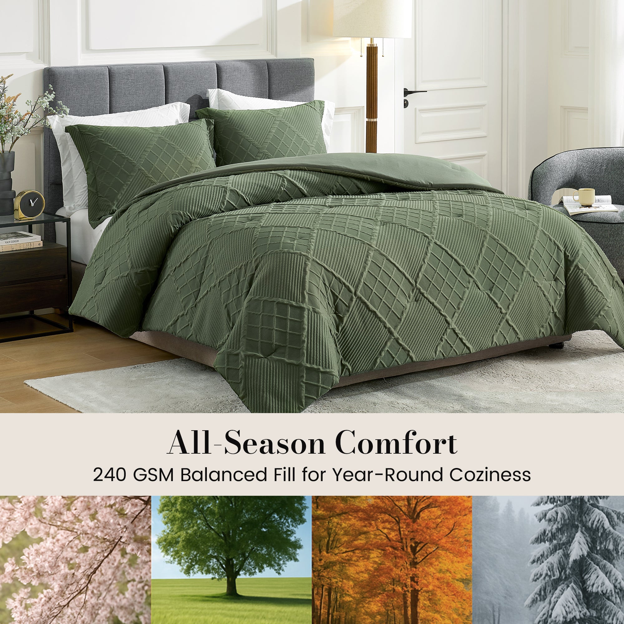 All-Season Jacquard Windowpane Comforter Set