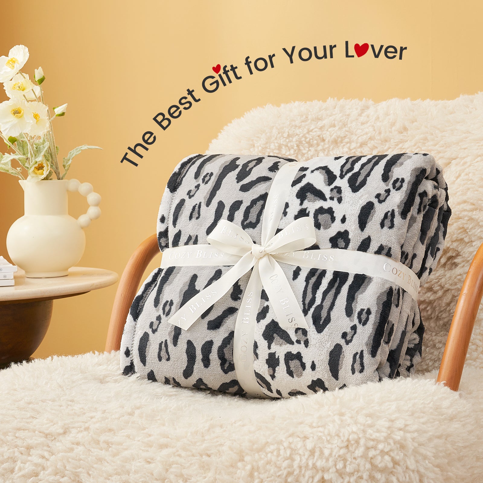 Leopard print throw blanket, the best gift for lover, soft and cozy, perfect for gifting. #color_Silvery Leopard
