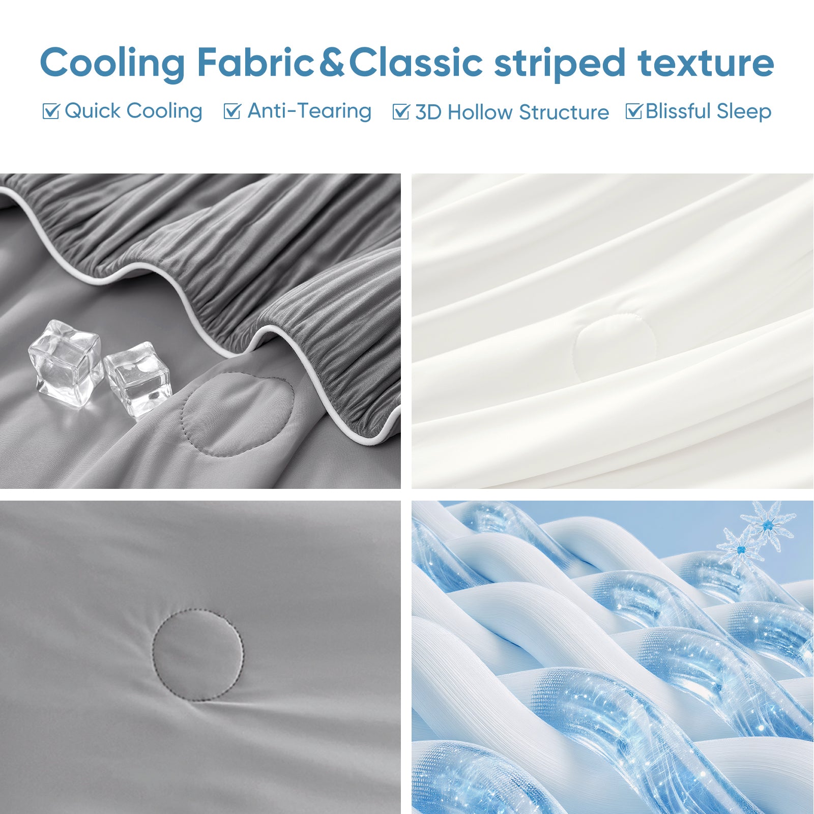 Close up of striped cooling fabric.#color_Grey