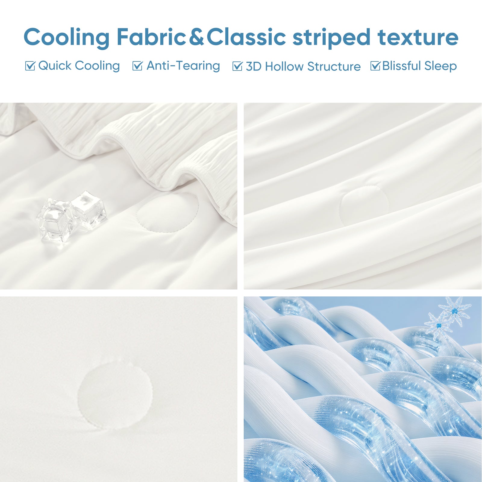 Close up of striped cooling fabric.#color_White