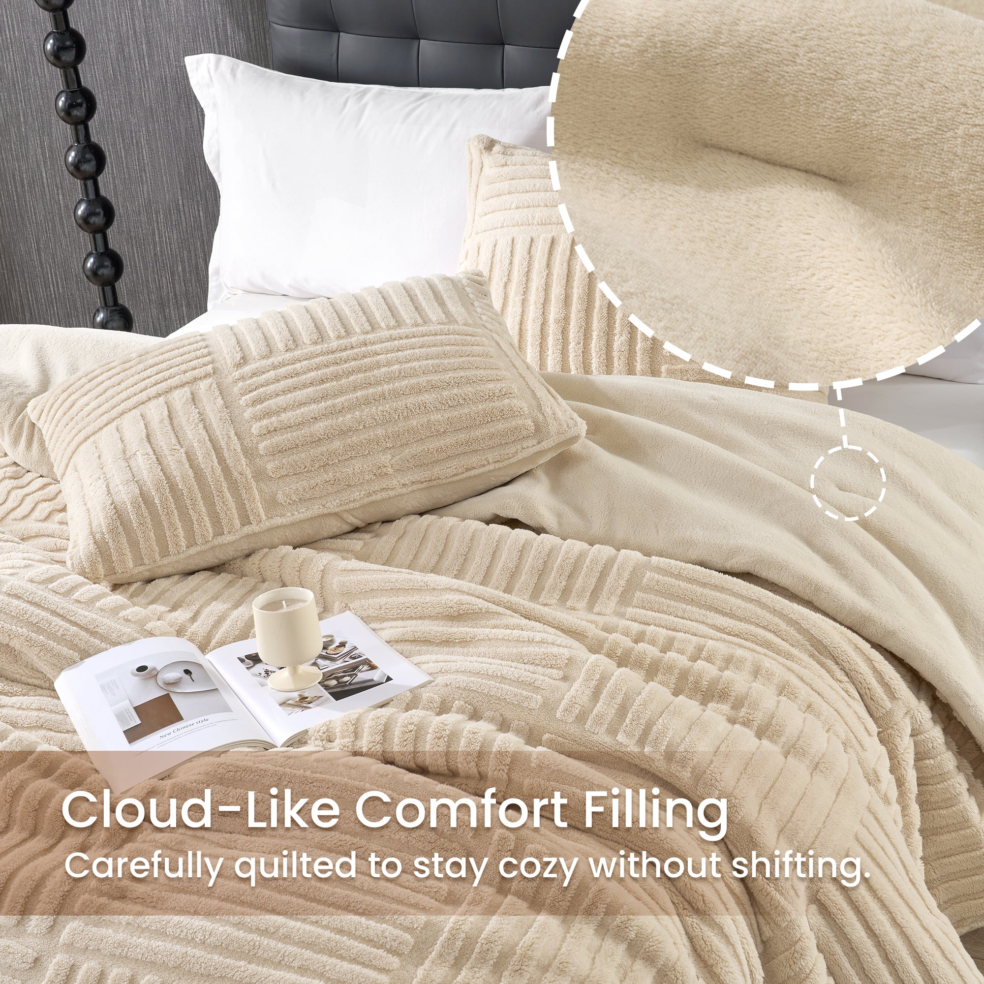 Cozy Bliss X Amélie Home Stripe Jacquard Design Comforter Set