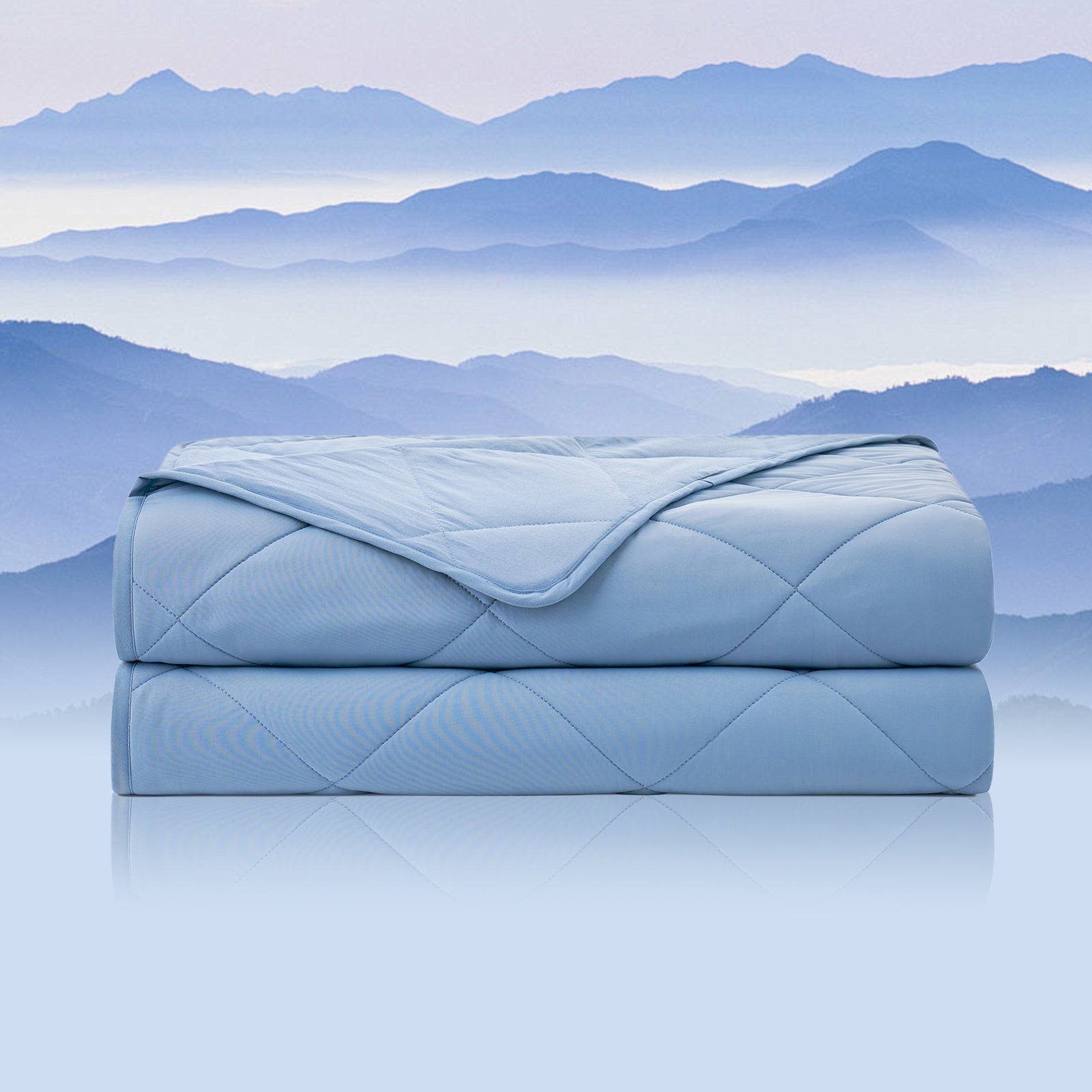 Light blue Chill Weave Cooling Blanket, diamond quilted design, perfect for hot sleepers, breathable #Color_Dark Blue