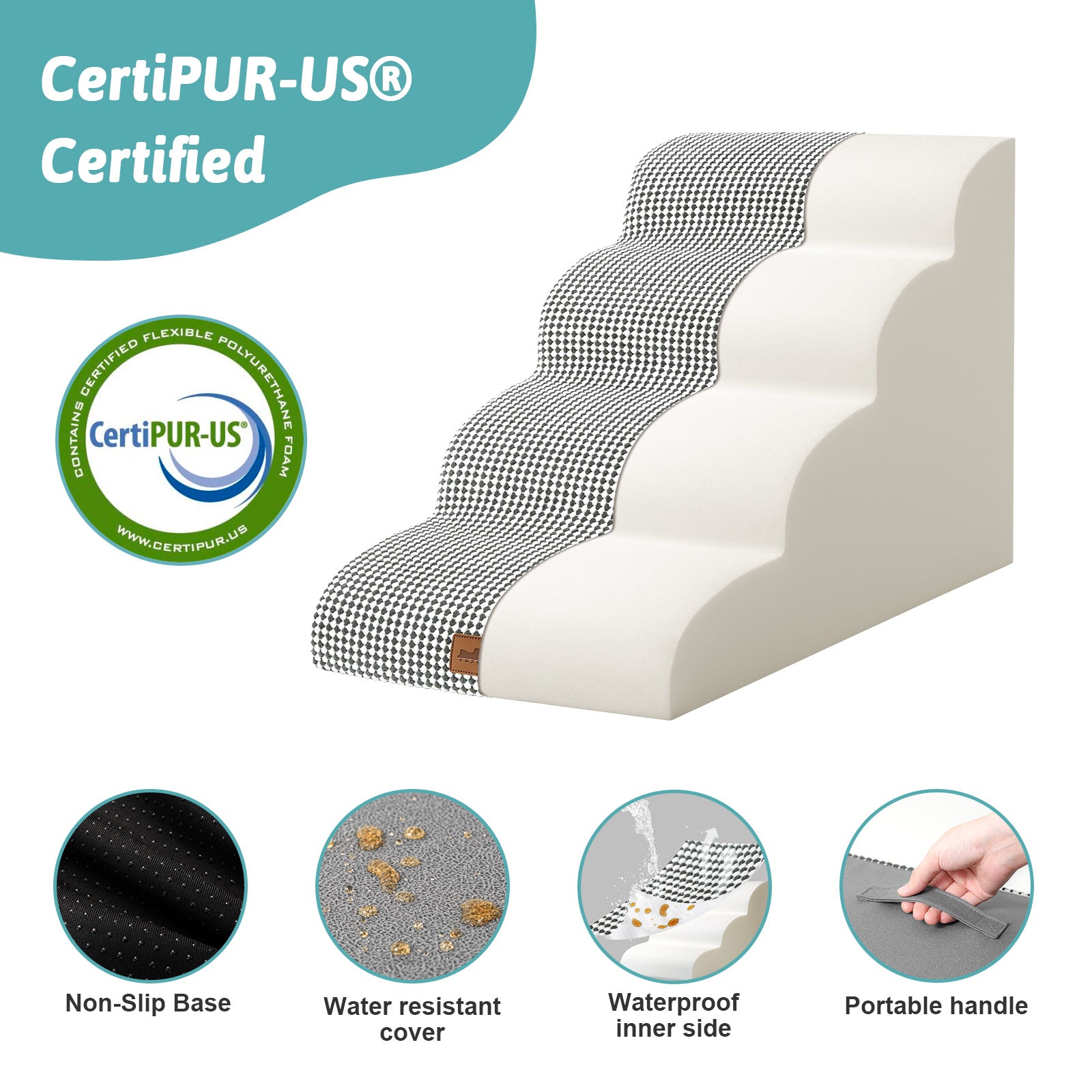 Pet step with CertiPUR-US certification on a white background#color_Black White