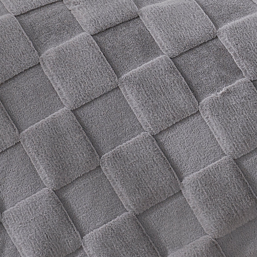 Checkerboard Faux Fur Throw Blanket