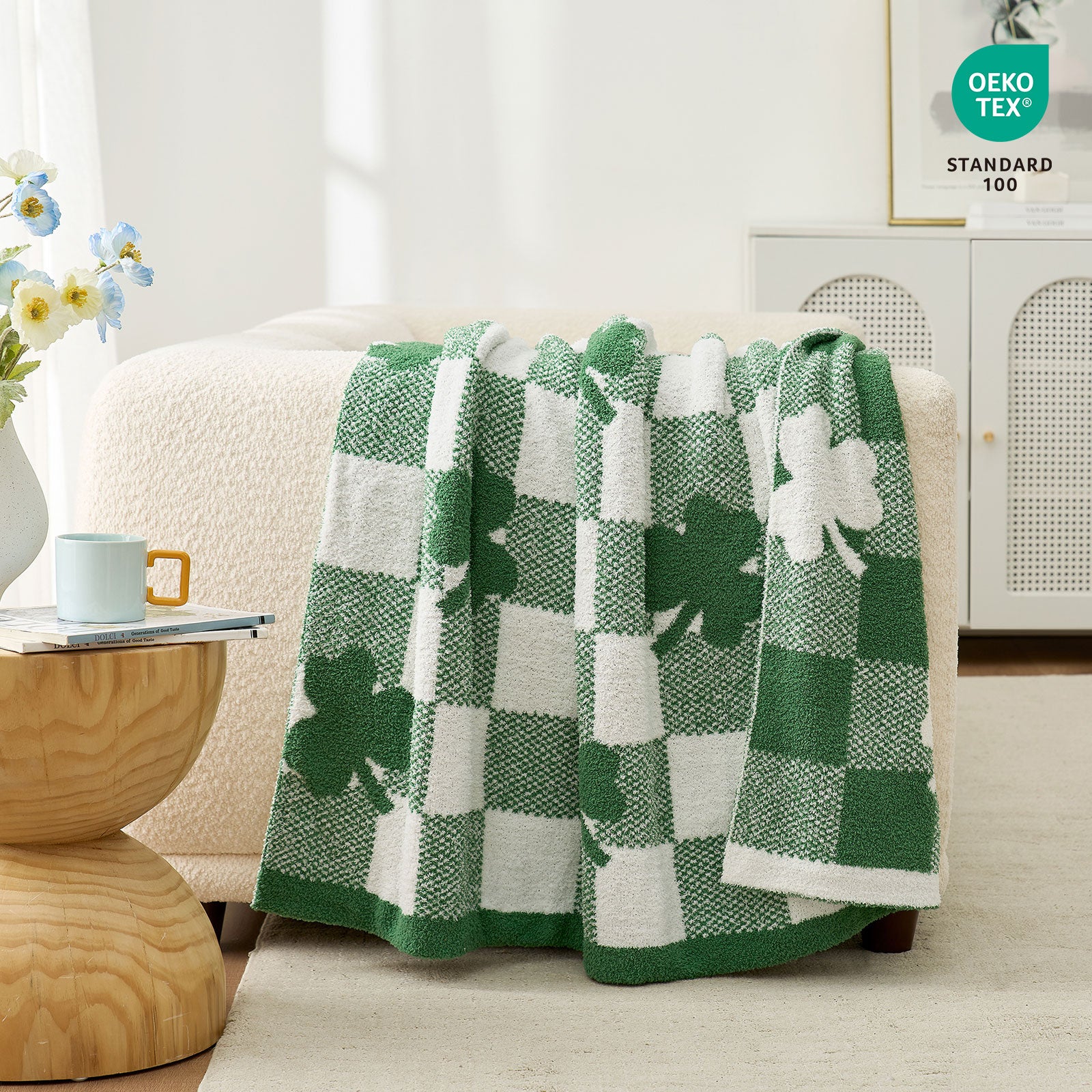 Cozy Bliss x SS Lucky Spring Green Shamrock Throw Blanket