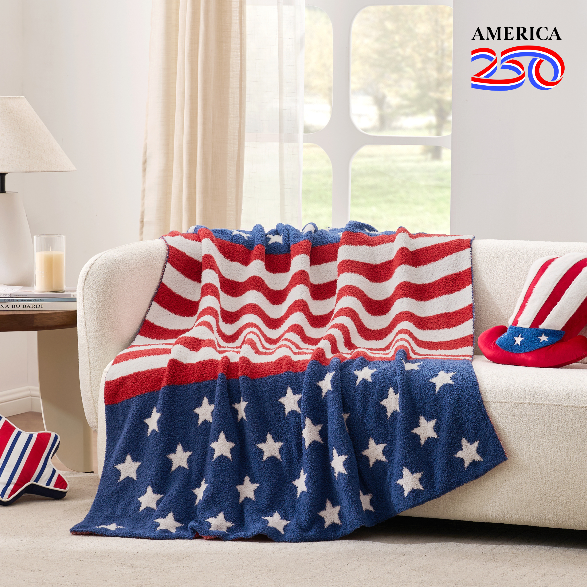 Independent Day Feather Yarn Throw Blanket