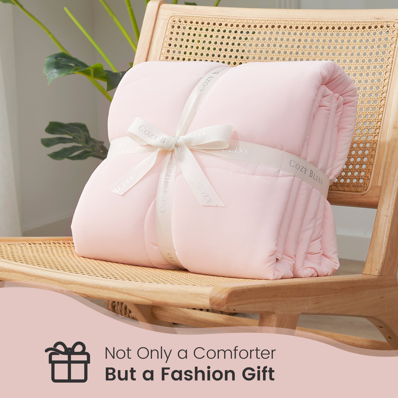 Pink Cozy Bliss cooling comforter, a fashion gift, ultra-soft and breathable bedding, for better sleep. #color_Cool Pink