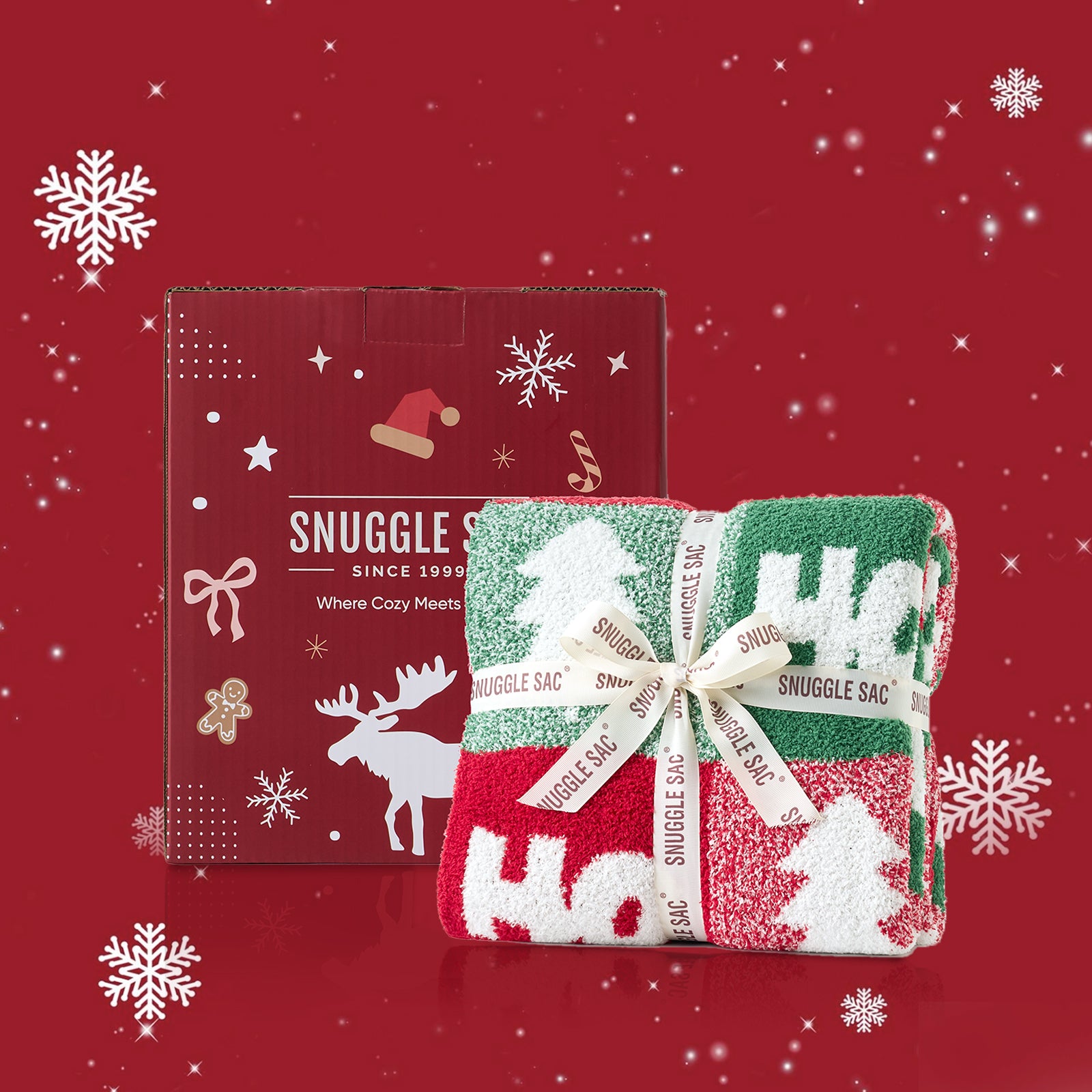 Cozy Bliss x SS Red Green Checkered Feather Yarn Throw