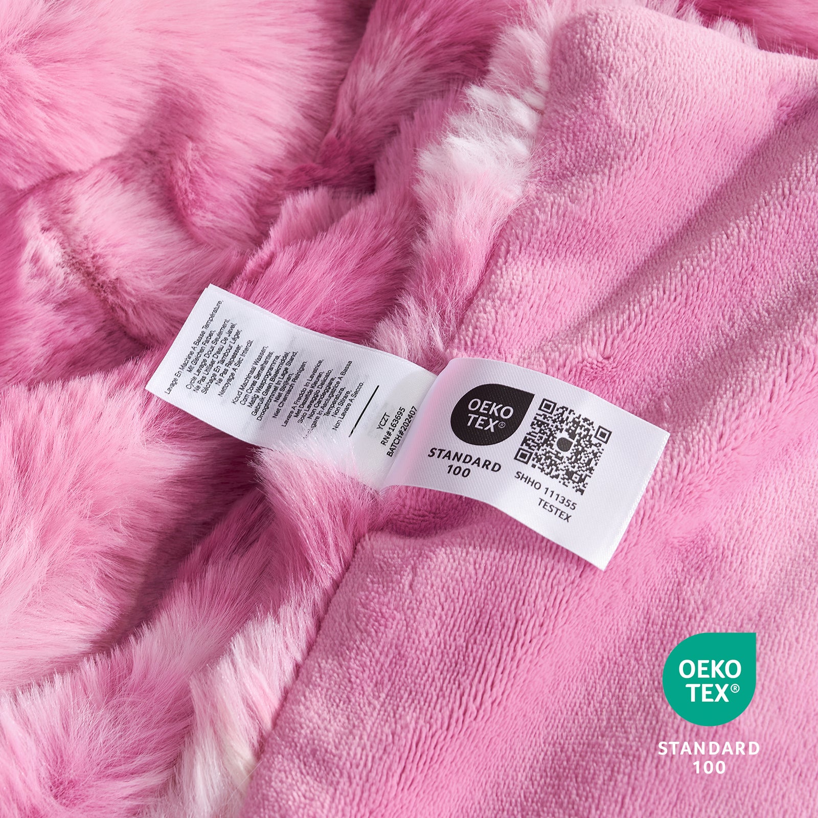 Cozy Bliss pink faux fur blanket with OEKO-TEX certification, soft and cozy, premium blanket #color_Tie-dye Pink