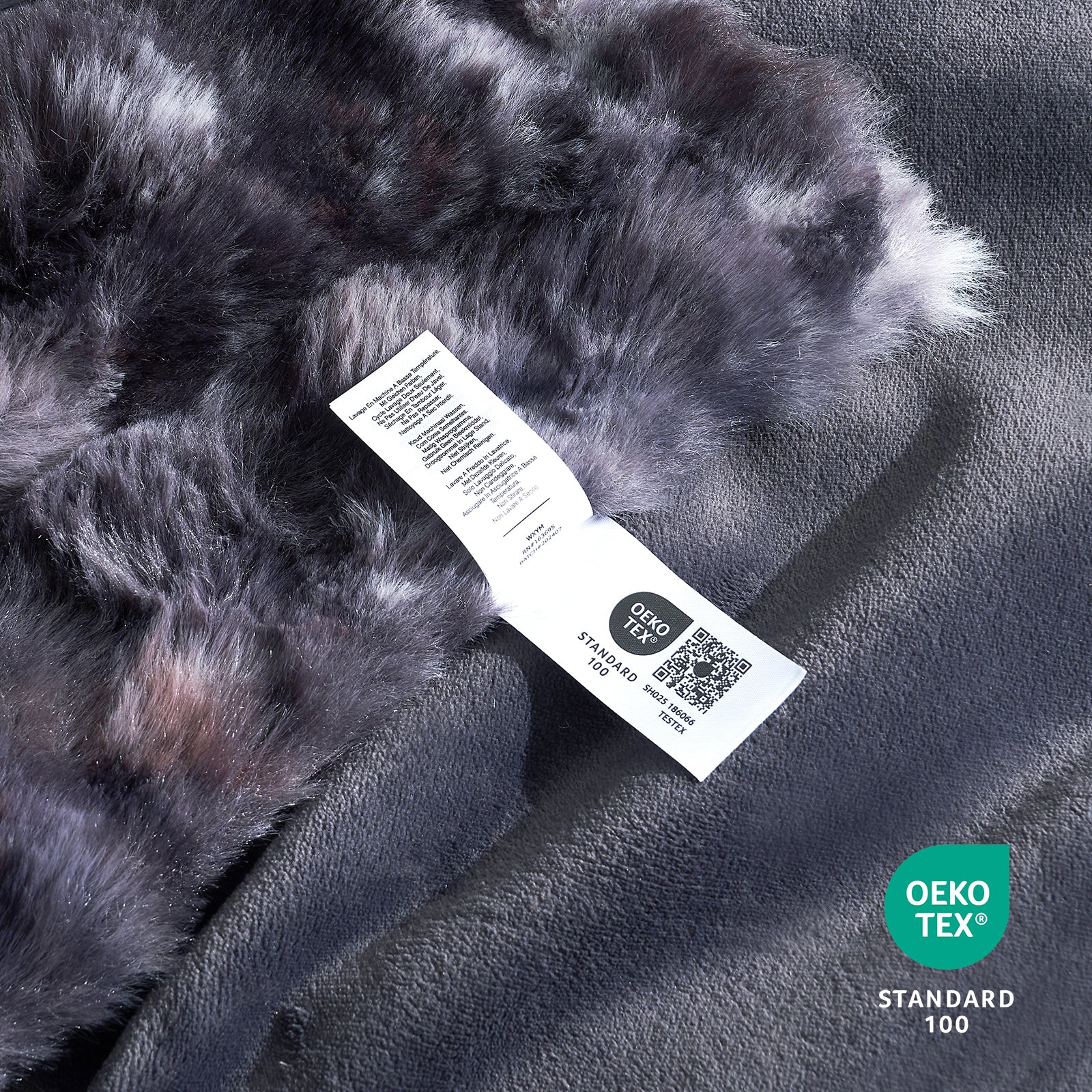 Gray Cozy Bliss Faux Fur Blanket with OEKO-TEX Standard 100, soft and cozy blanket. #color_Tie-dye Black