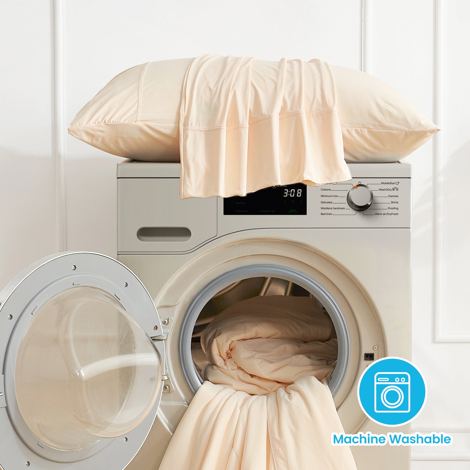 Cooling pillowcases, machine washable and easy care. Beige color, soft material. #color_Yellow
