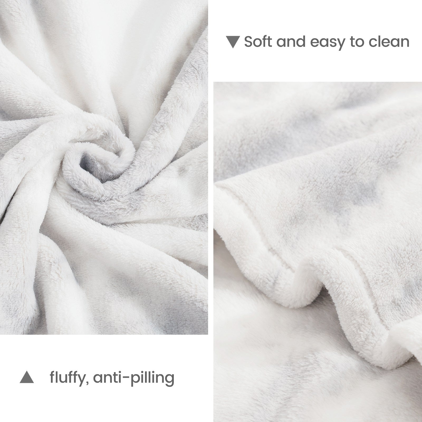 CozyBliss MilkyPlush throw blanket, showing soft, fluffy texture, easy to clean #color_Tie-dye Grey