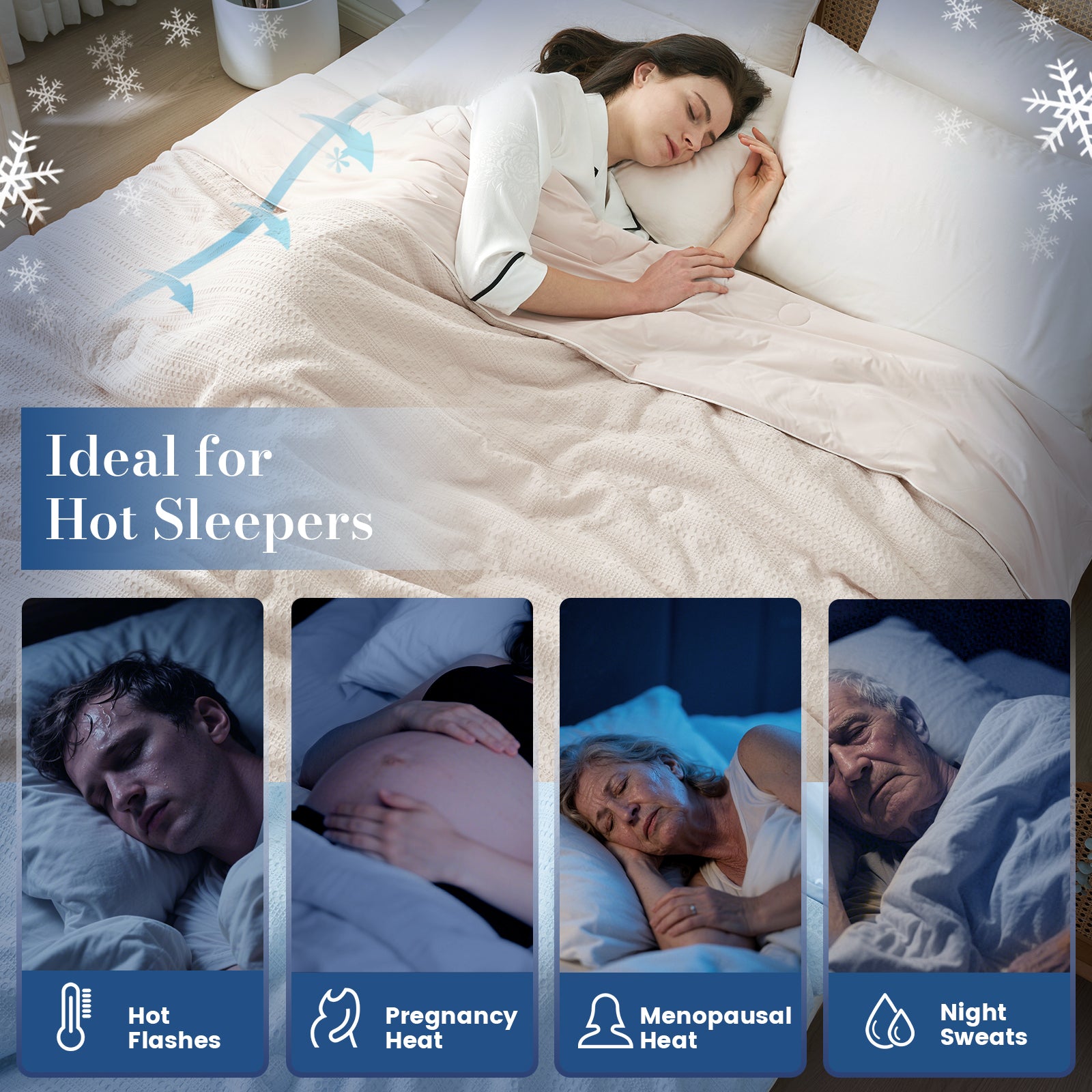 Sorona® Natural Fiber Waffle Cooling Comforter for hot sleepers.#color_Beige