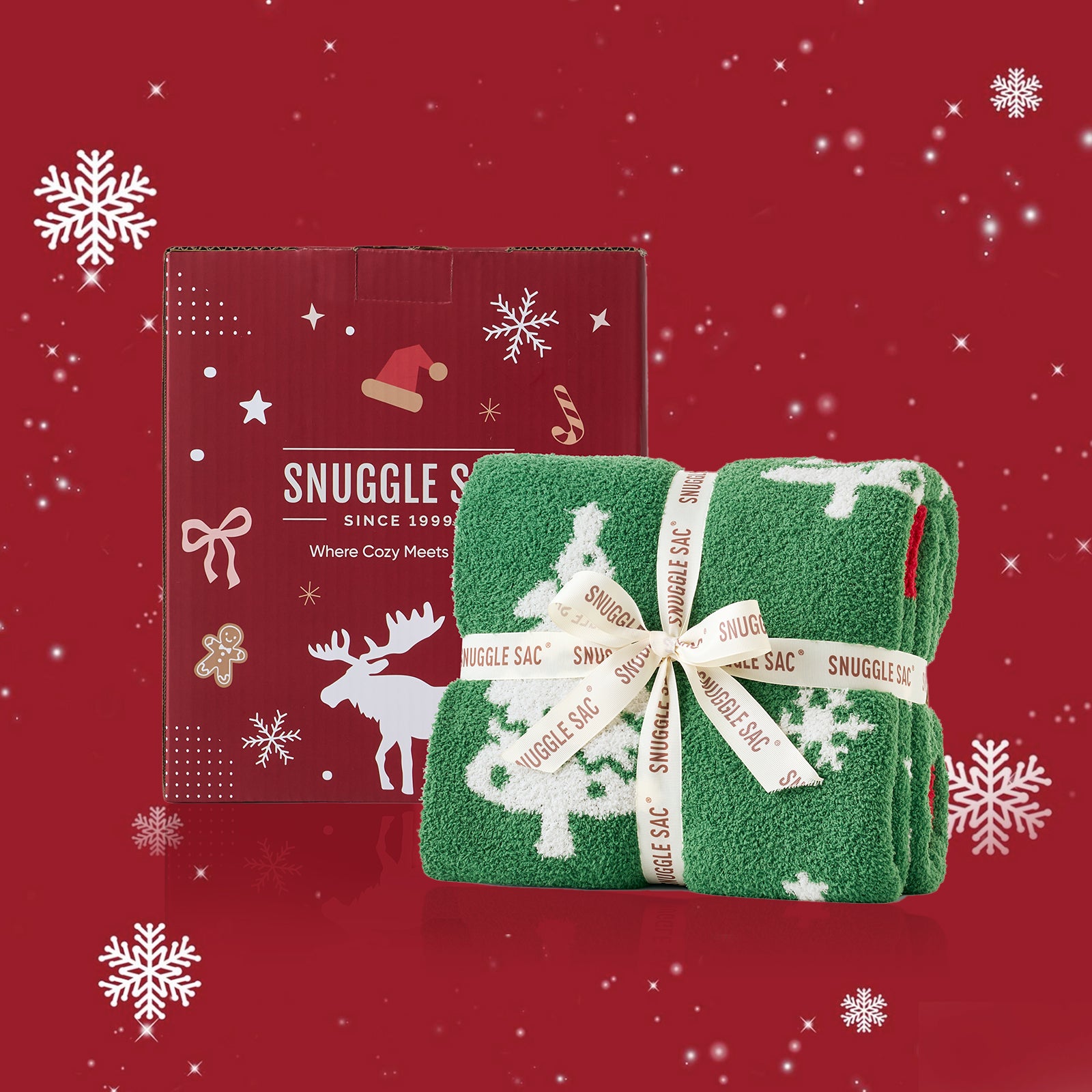 Cozy Bliss x SS Christmas Tree Green Feather Yarn Throw