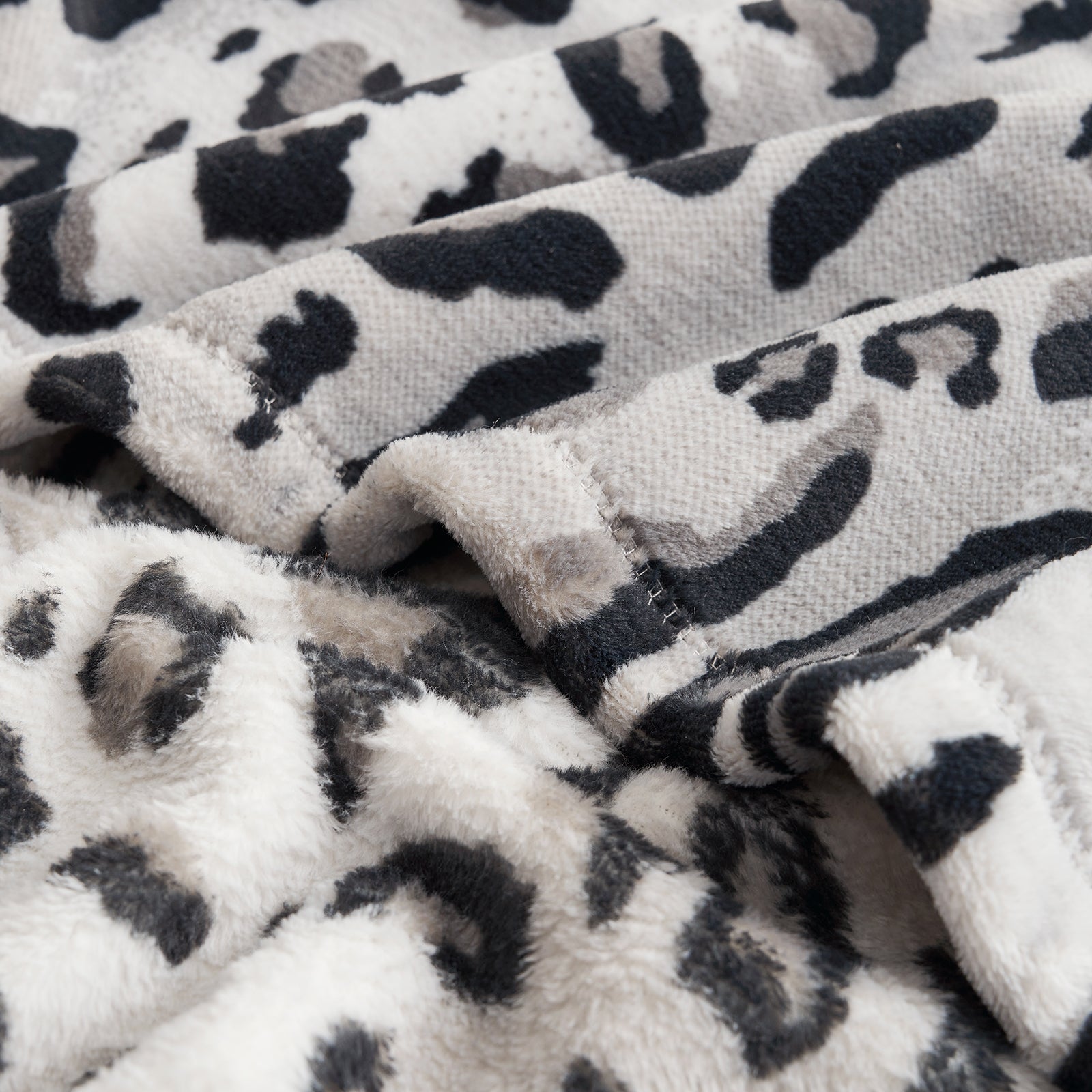 Close-up of Leopard Print MilkyPlush™ Throw Blanket #color_Silvery Leopard