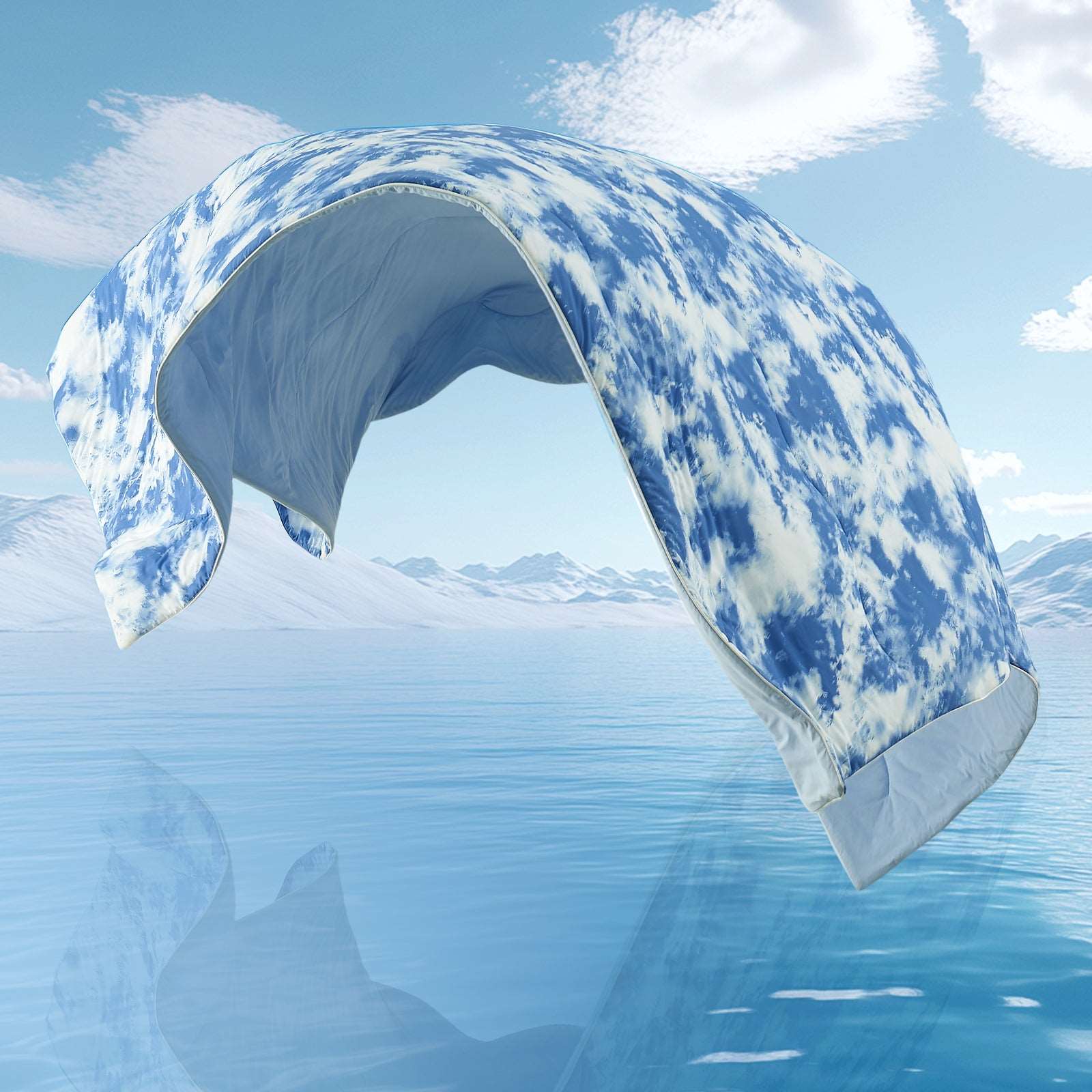 Blue tie dye cooling blanket, breathable and comfortable #color_Tie Dye Denim Blue