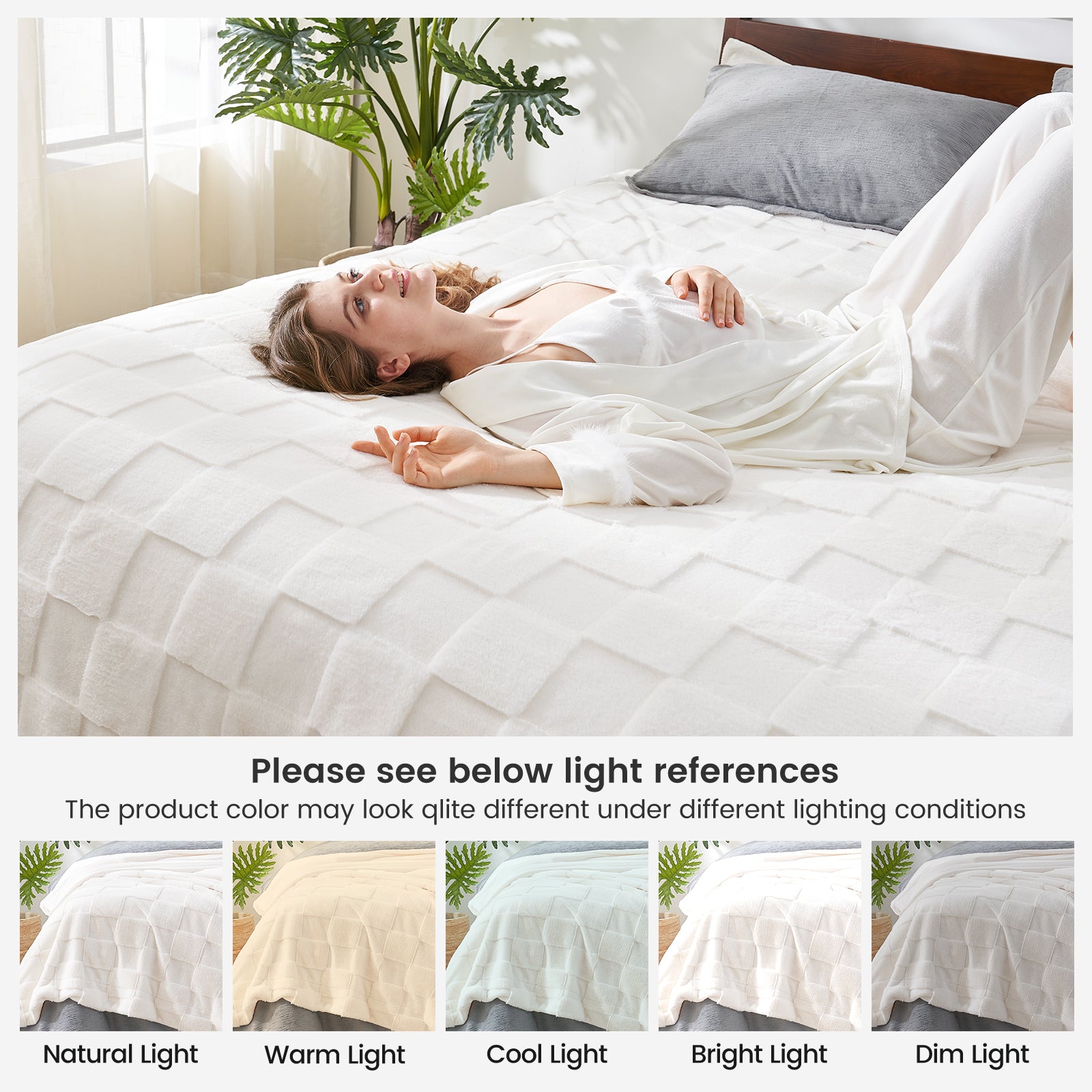 Checkerboard Faux Fur Throw Blanket