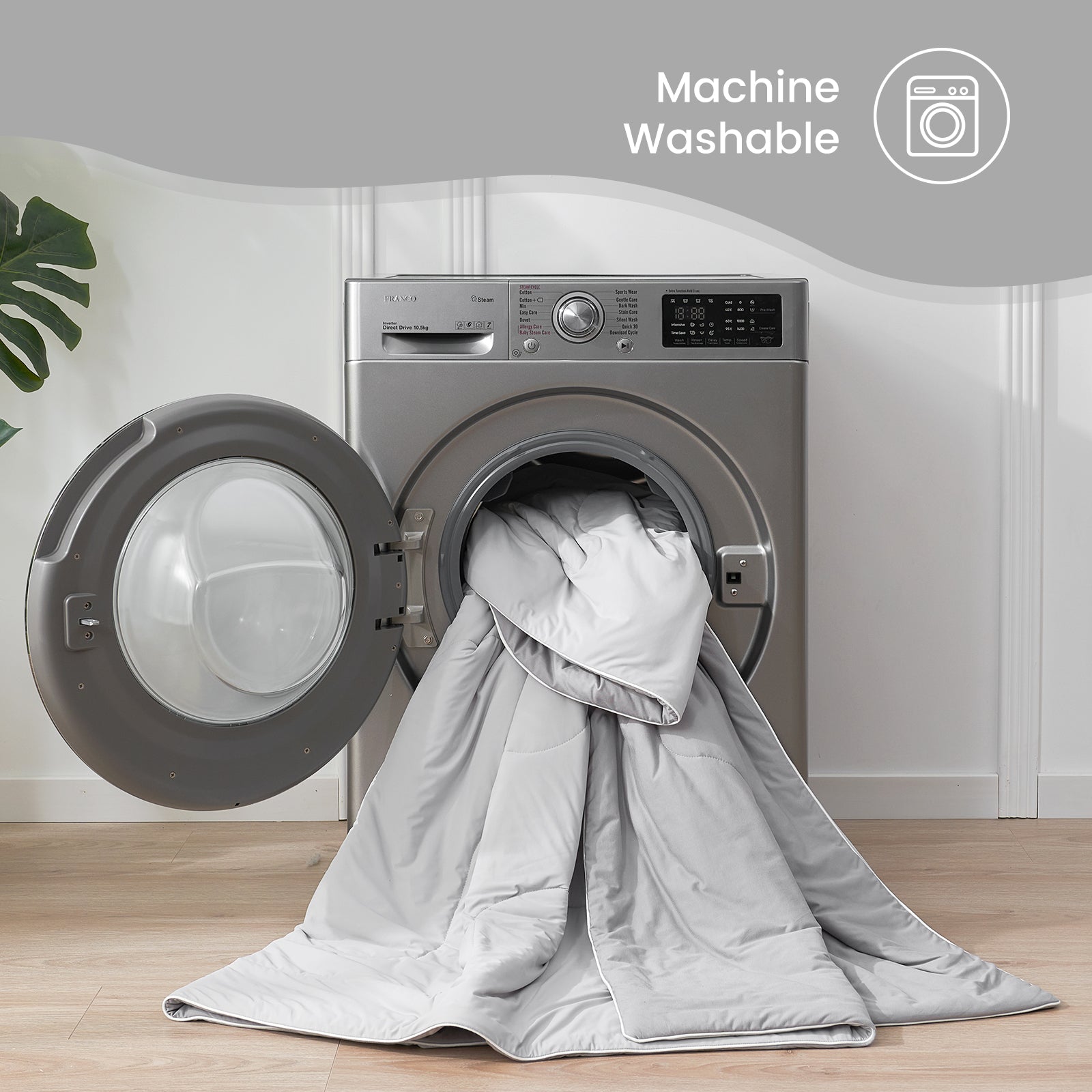 Machine washable gray cooling comforter by Cozy Bliss. Ultra-soft and breathable bedding. #color_Cool Grey