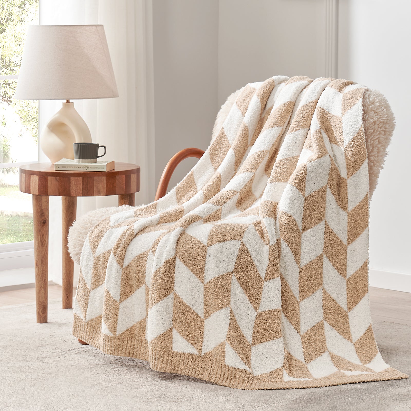 Chevron Feather Yarn Throw Blanket