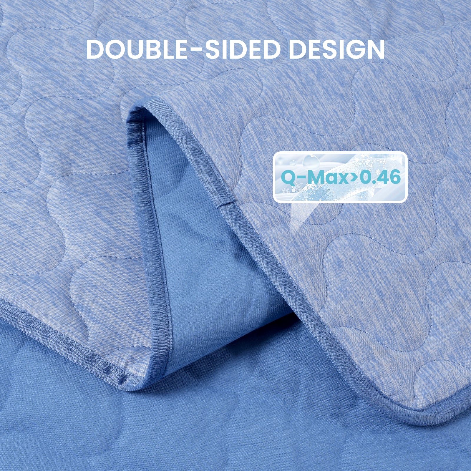 Close up of cooling pet blanket with Q-Max>0.46.#color_Blue