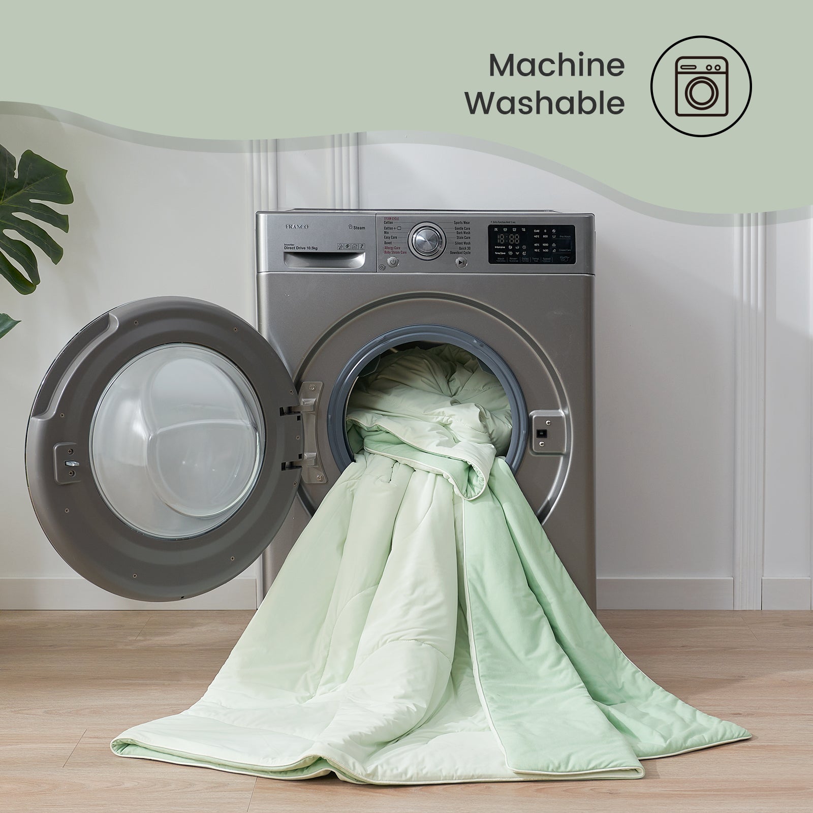 Machine washable Cozy Bliss mint green cooling comforter, breathable bedding #color_Mint Green