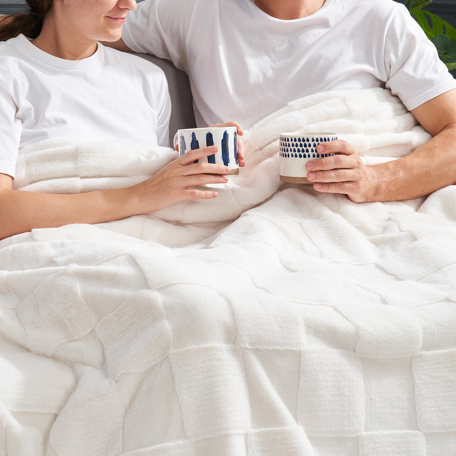 Checkerboard Faux Fur Throw Blanket