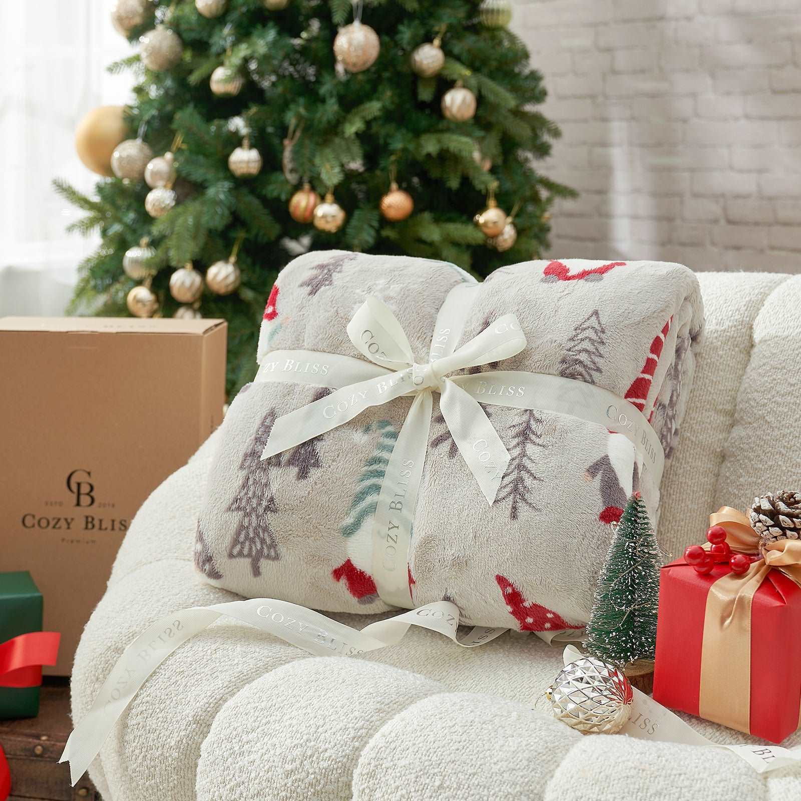 Cozy Bliss MilkyPlush Christmas throw blanket, soft and cozy. Ideal for gifting and cozy nights. #color_ Classic Gnome