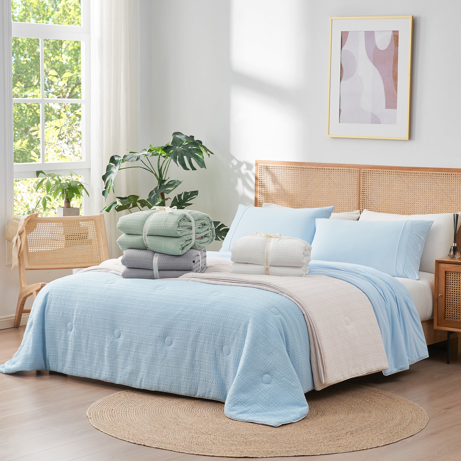 Sorona® Natural Fiber Waffle Cooling Comforter