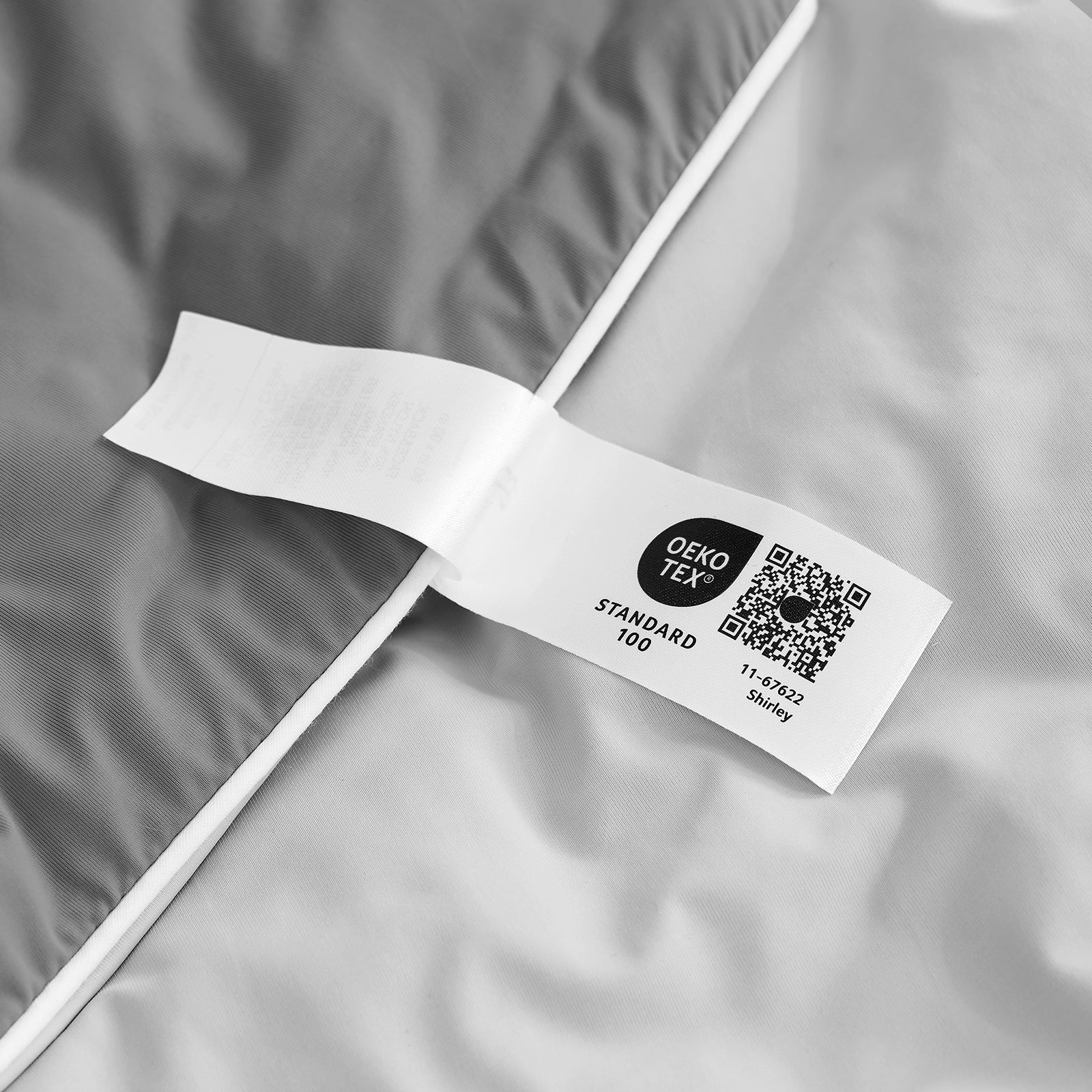 OEKO-TEX certified Cozy Bliss cooling comforter, breathable and soft, ensuring quality and safety. #Color_ Dark/Light Grey