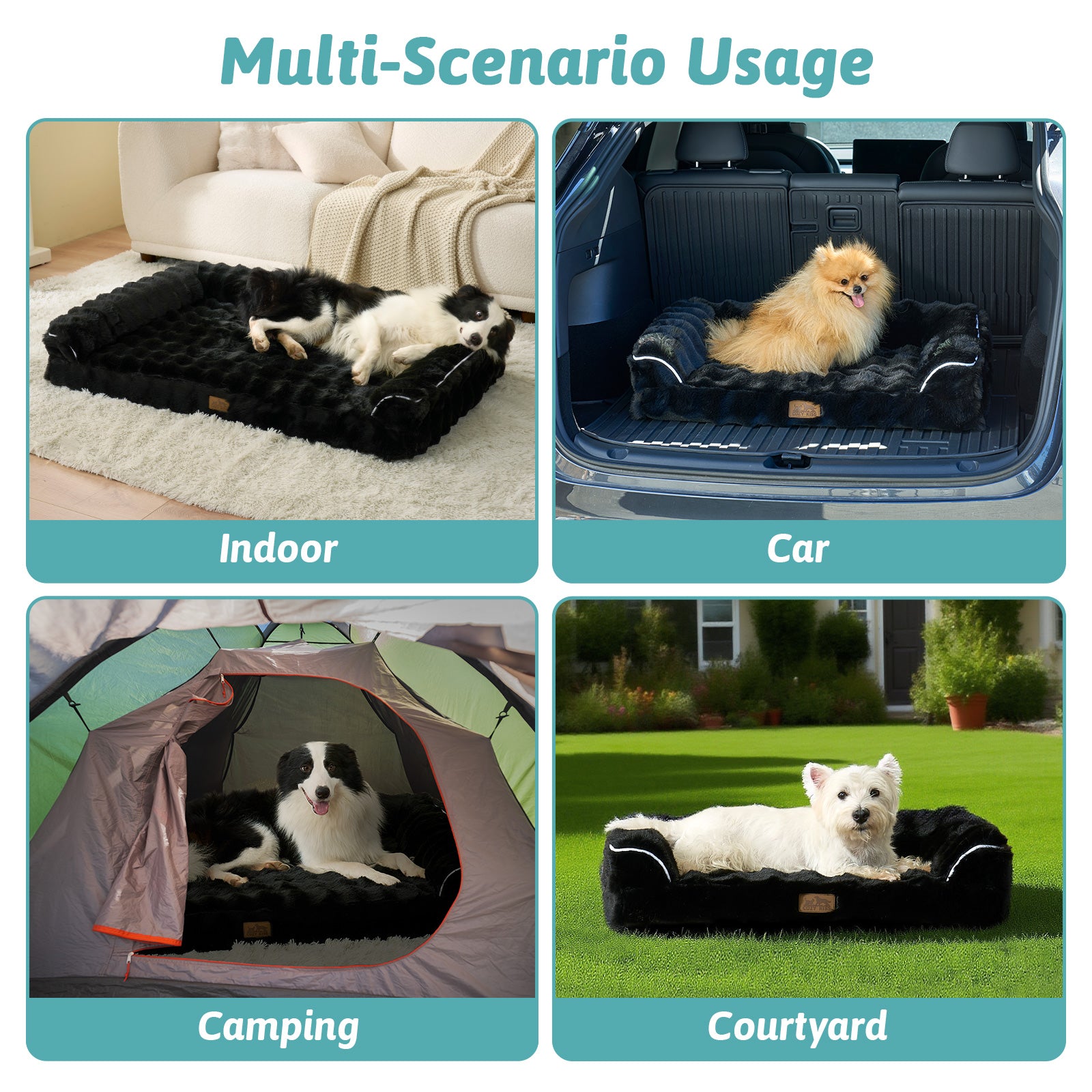 Leakproof U-Shaped Bubble Faux Fur Orthopedic Dog Bed