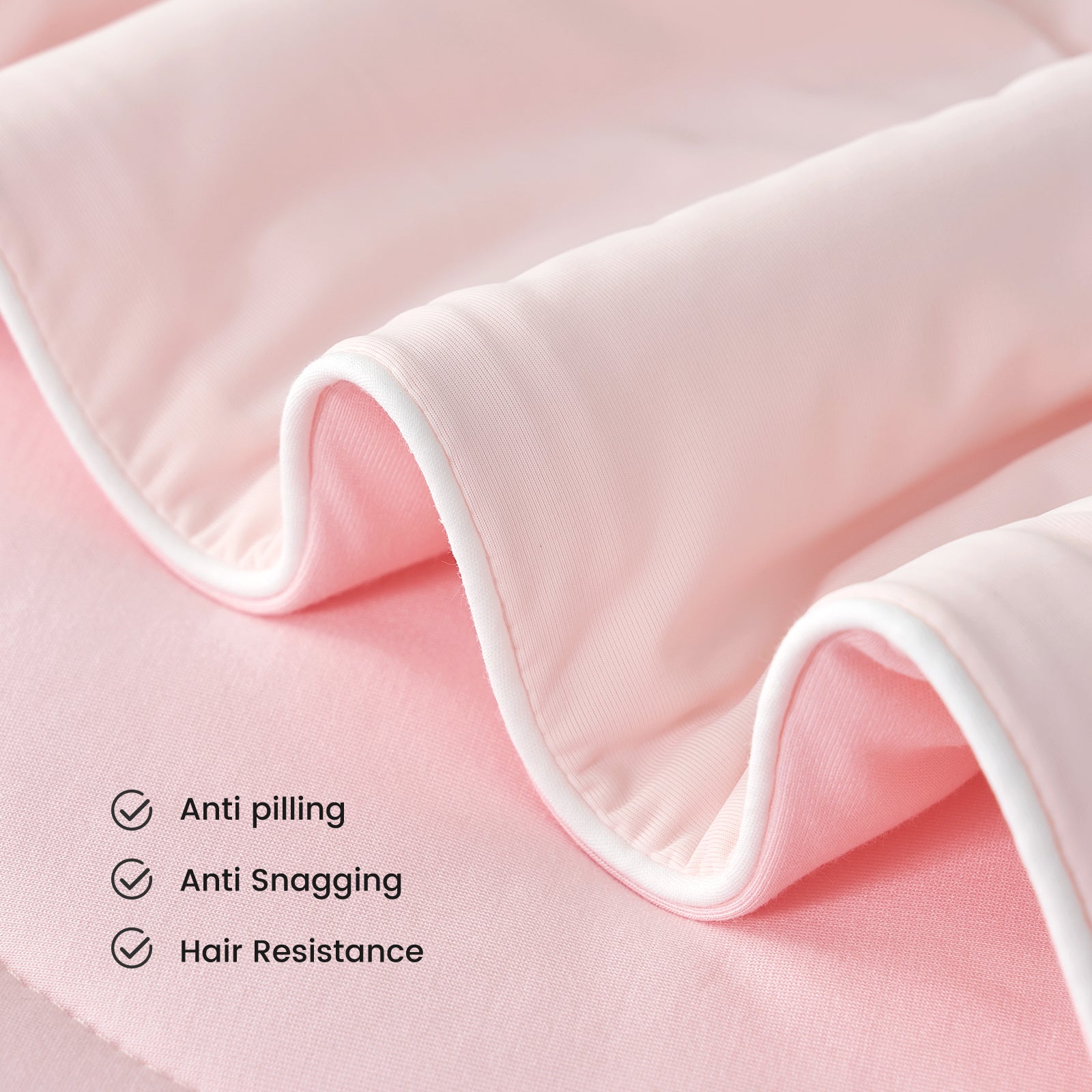 Pink cooling comforter from Cozy Bliss, anti-pilling and snagging, promoting cozy sleep. #color_Cool Pink