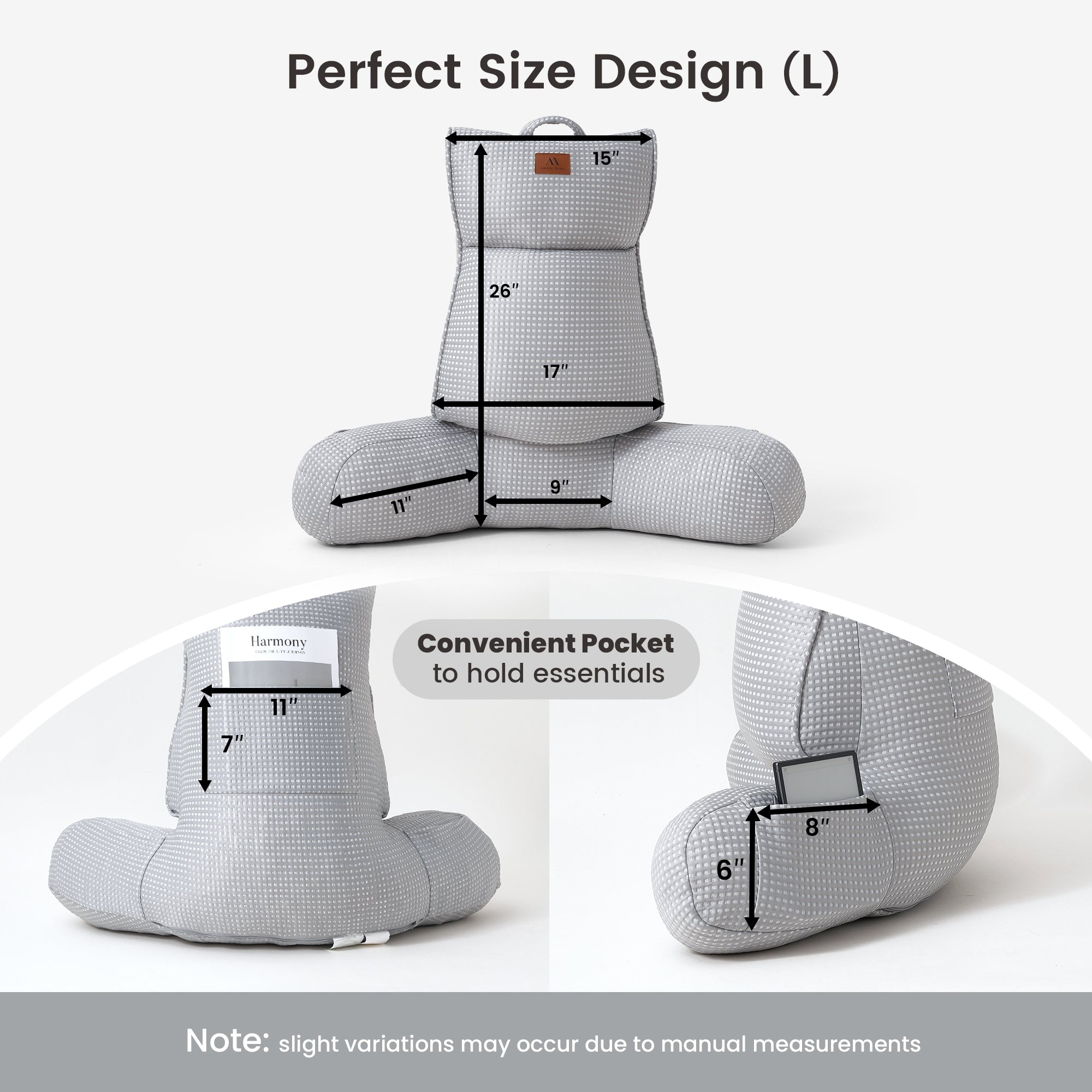 Cooling Waffle Knit Reading Pillow - Grey