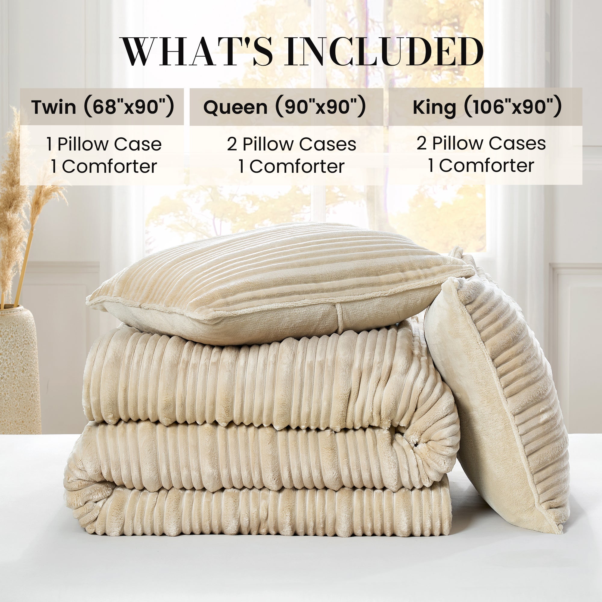 Winter Striped Flannel Fleece Comforter Set