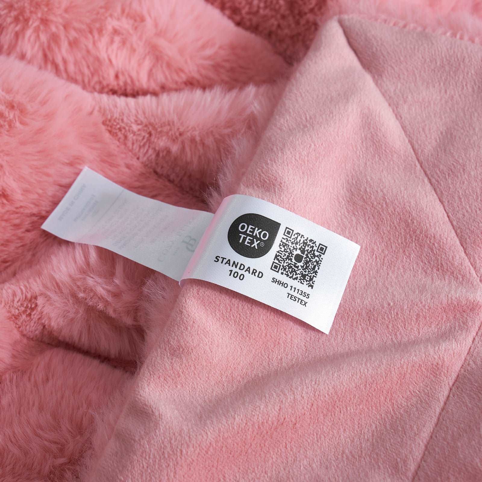 CozyBliss pink faux fur throw blanket with OEKO-TEX certified. Soft, cozy blanket made from premium polyester. #color_Pink