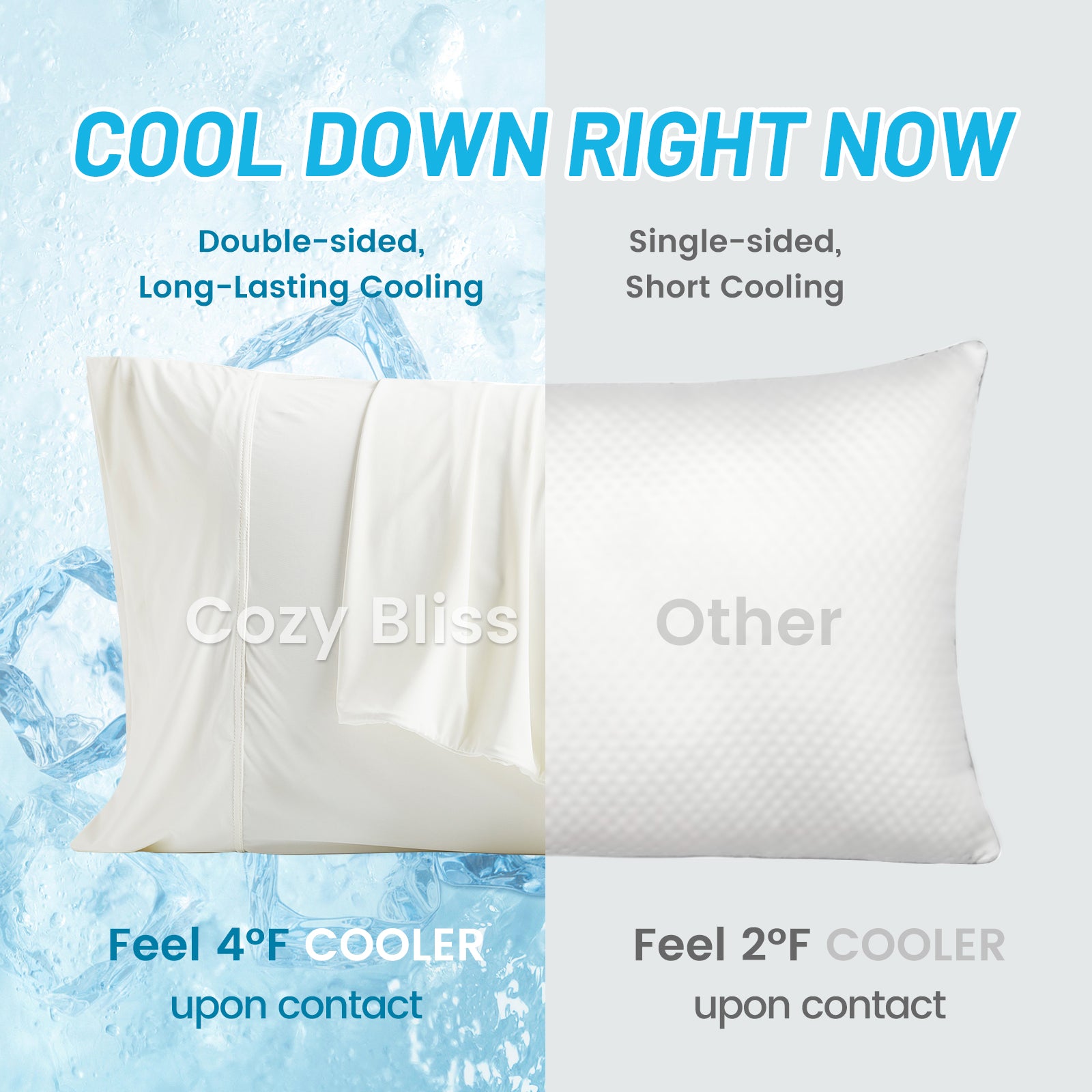 Cozy Bliss cooling pillowcase comparison, feel cooler #color_Off White