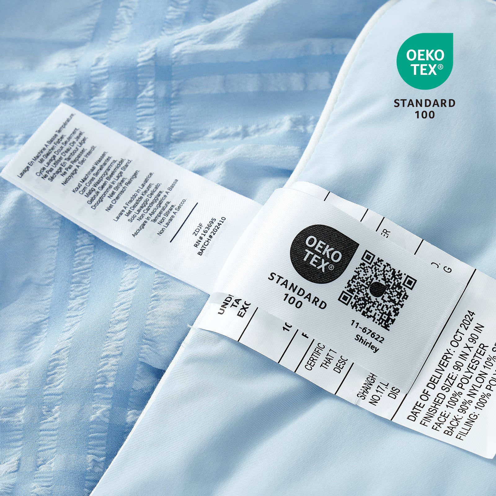 OEKO-TEX certified cooling comforter label, premium bedding #Color_Blue Plaid