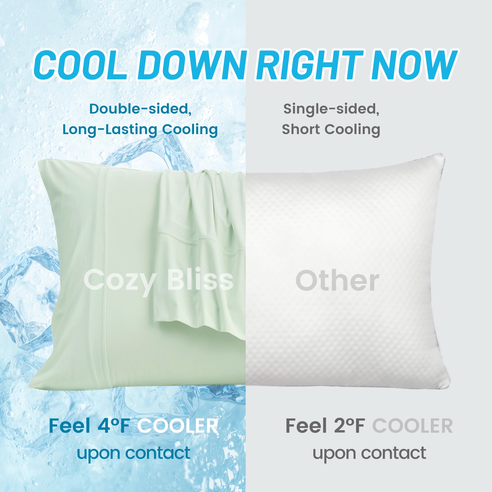 Cozy Bliss cooling pillowcase: Double-sided, long-lasting cooling, up to 4°F cooler for a better sleep. #color_Green