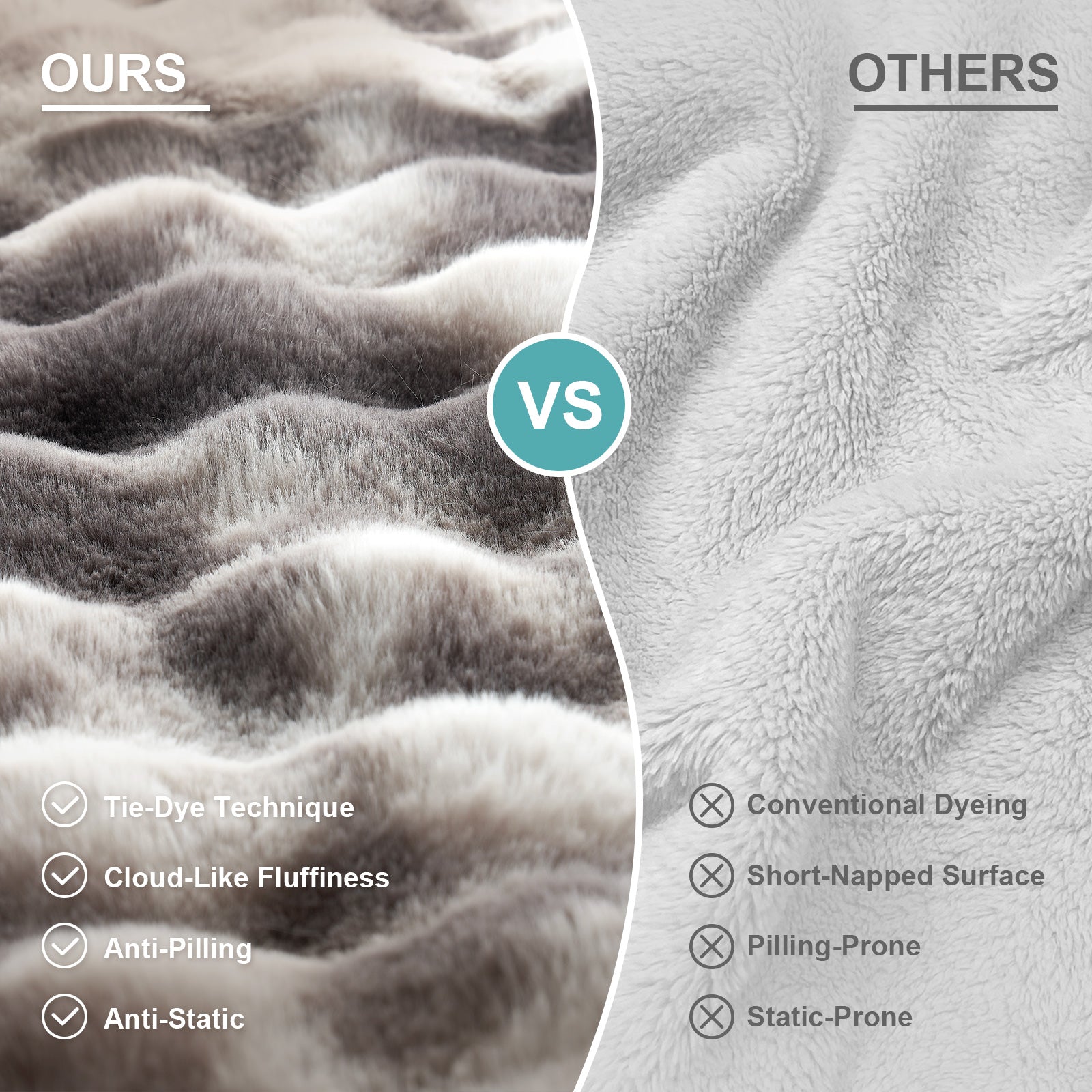 Comparison of tie-dye technique fabric with conventional dyeing on a blue and gray background.#color_Tie-dye Grey