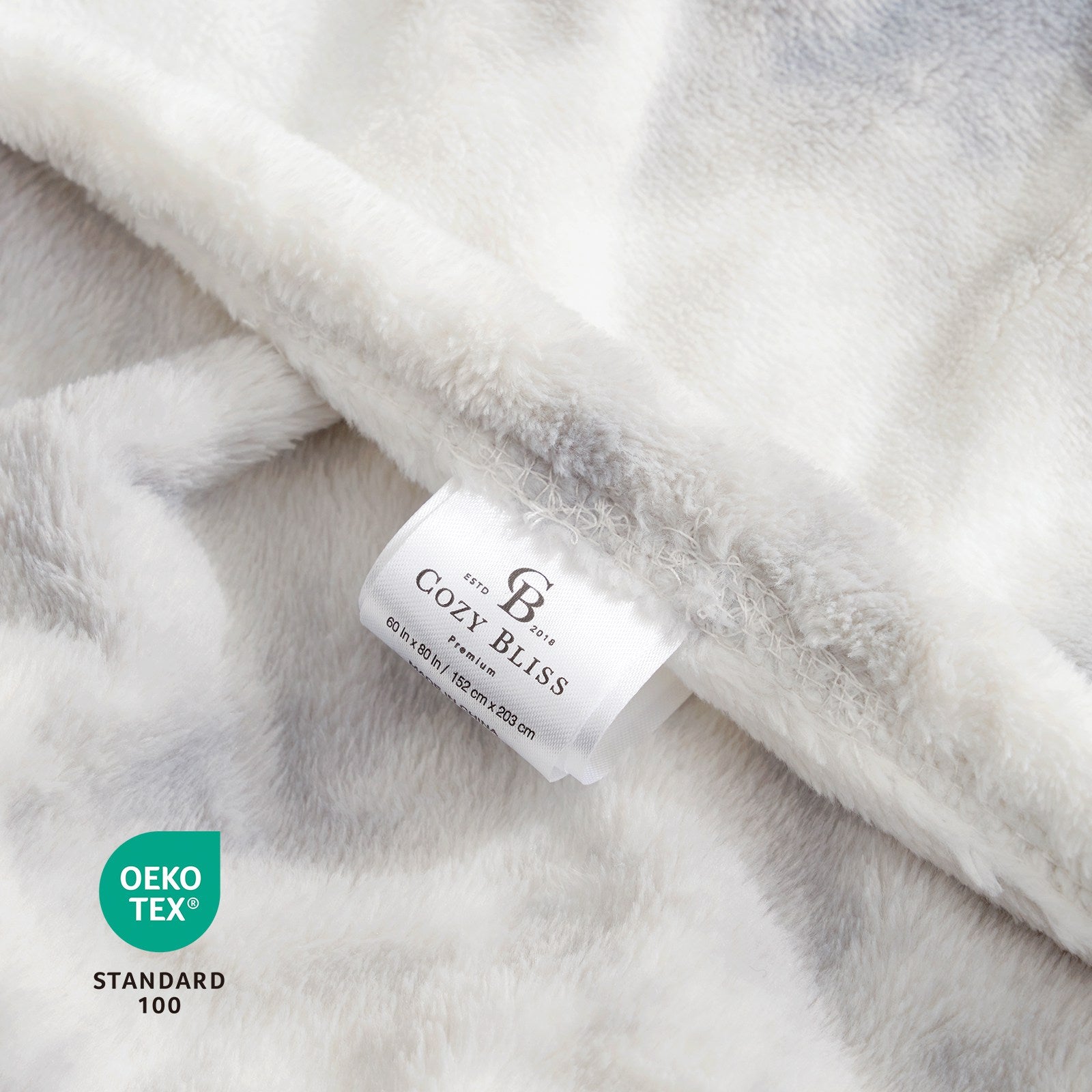 CozyBliss MilkyPlush blanket, ultra-soft texture, OEKO-TEX certified. Cozy bedding for cozy living. #color_Tie-dye Grey