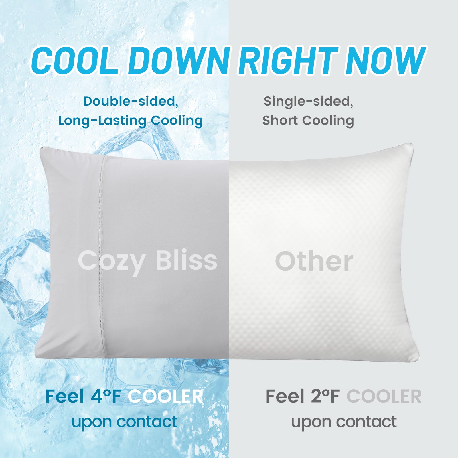 Cozy Bliss cooling pillowcase: double-sided, long-lasting cooling, feel 4°F cooler for better sleep #color_Light Grey