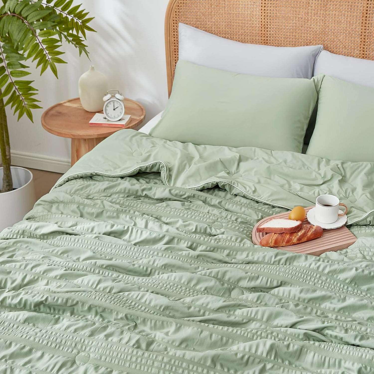 Cozy Bliss cooling comforter set in a serene bedroom #color_Sage Green