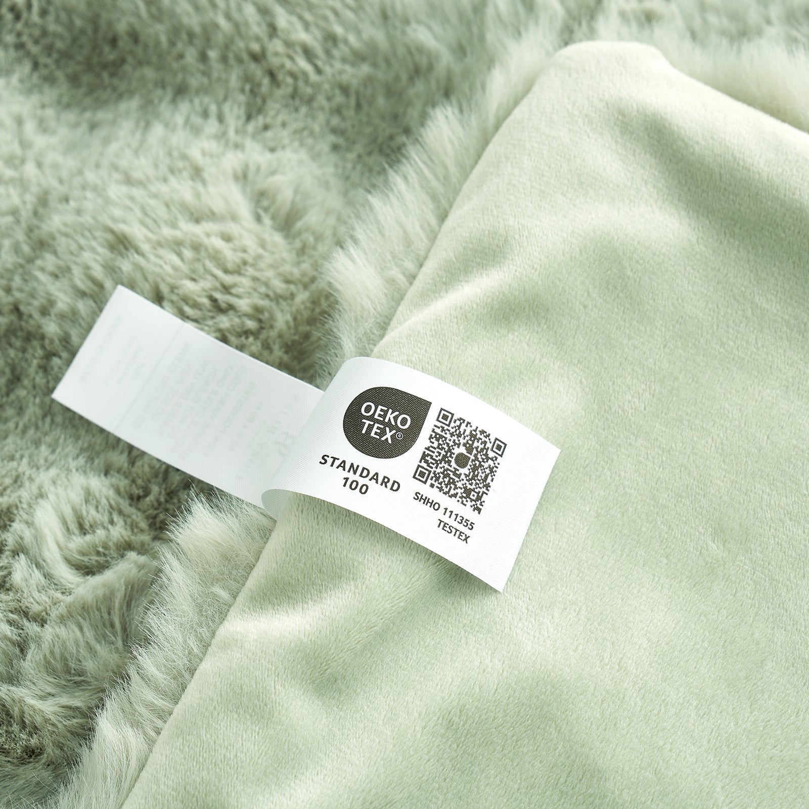 Cozy Bliss Bubble Faux Fur Blanket with OEKO-TEX Standard 100 Certification, premium soft blanket #color_Sage Green