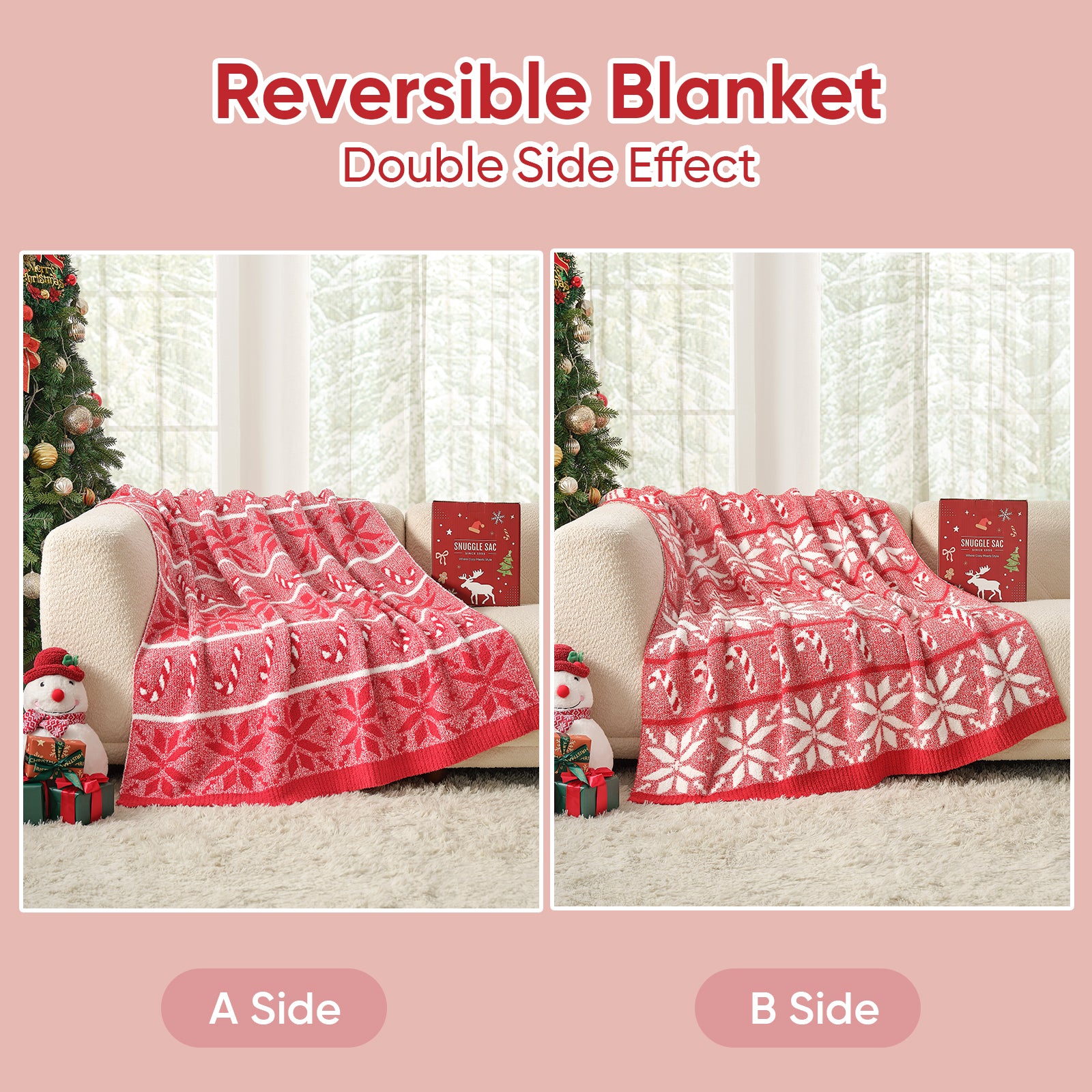 Cozy Bliss x SS Reversible Snowflake Feather Yarn Throw