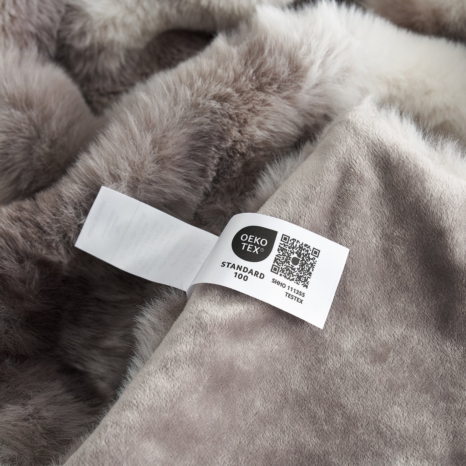 Cozy Bliss Bubble Faux Fur Throw Blanket with OEKO-TEX Standard 100 label - soft, premium comforter #color_Tie-dye Taupe