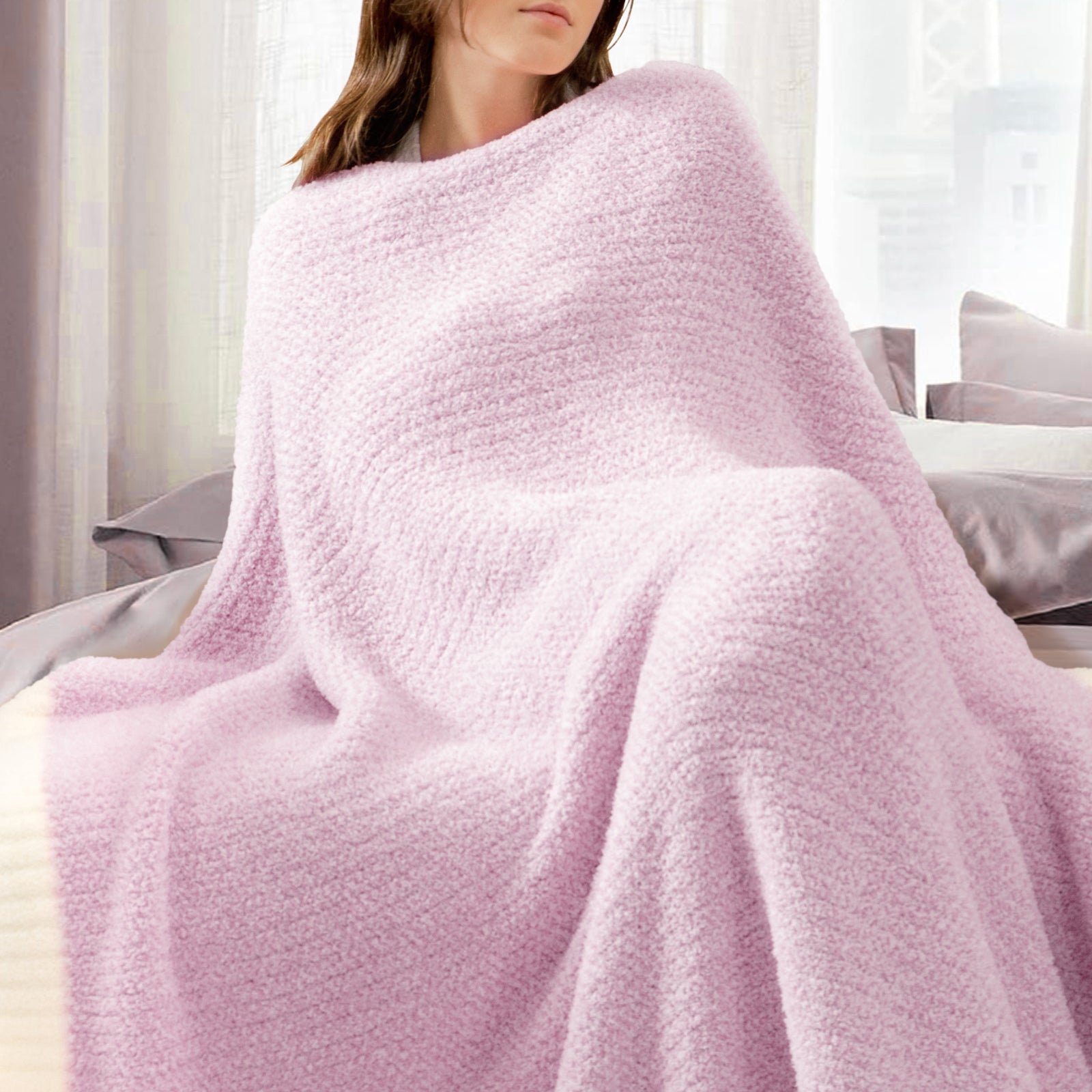 Cozy Bliss x SS Heather Feather Yarn Throw Blanket