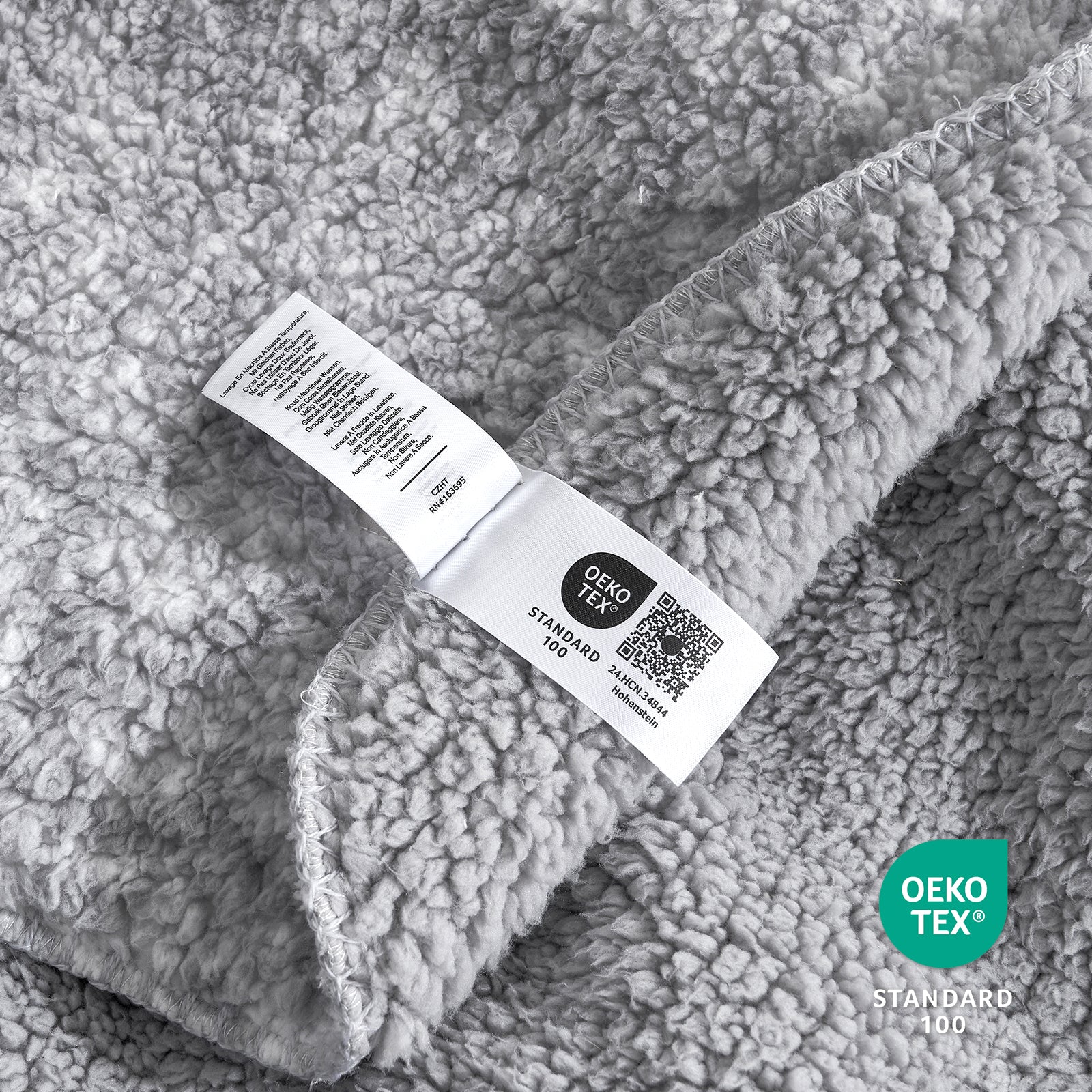 Gray Sherpa blanket with OEKO-TEX certified, cozy blanket, breathable blanket, soft blanket #color_ Mottled Grey
