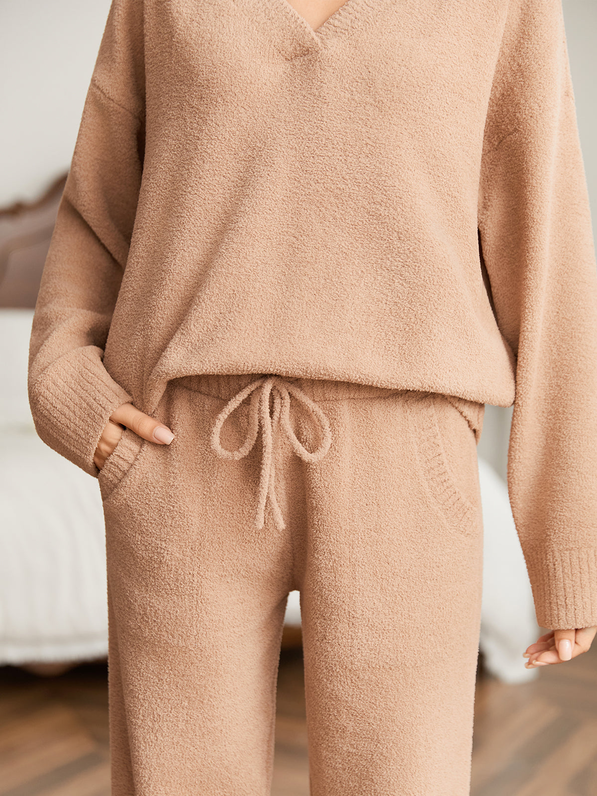 Cozy Bliss x SS Women V-neck Knit Loungewear Set