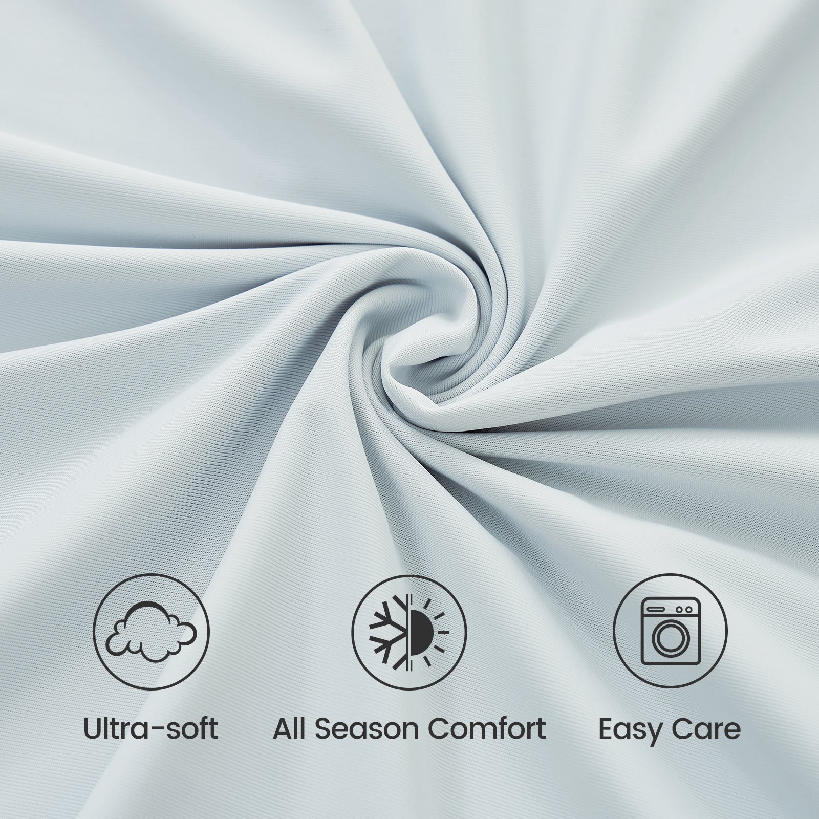 Cooling fitted sheet fabric detail, ultra-soft, all-season comfort, easy care #Color_Cool Blue